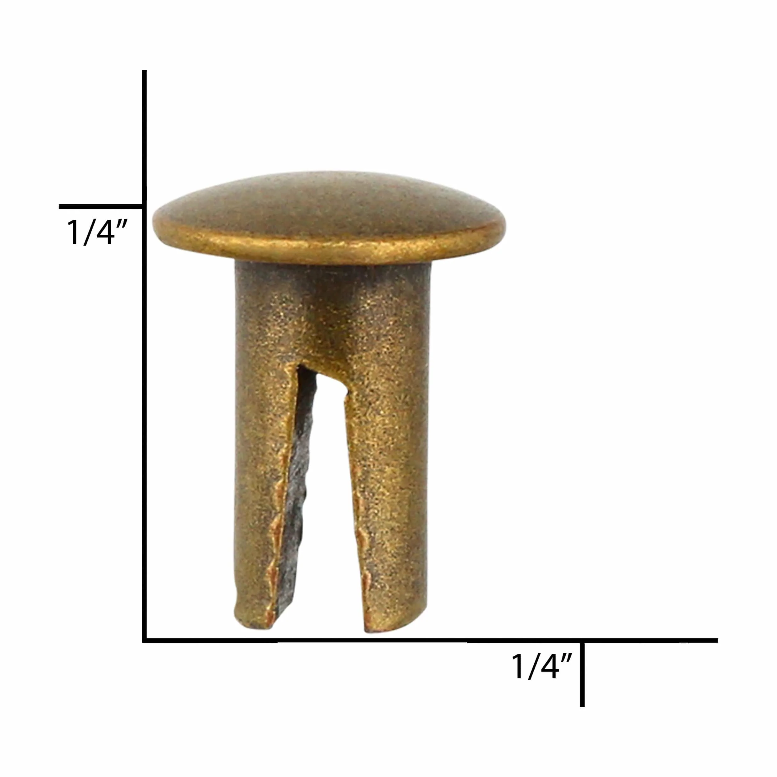1/4" Antique Brass, Split Rivet, Steel- 24 pk - Image 4