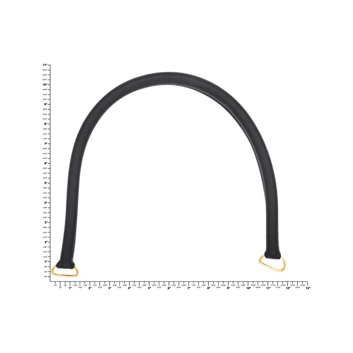 22" Black, Purse Handle with Brass Hardware, Leather, #340-22-BLK - Image 2