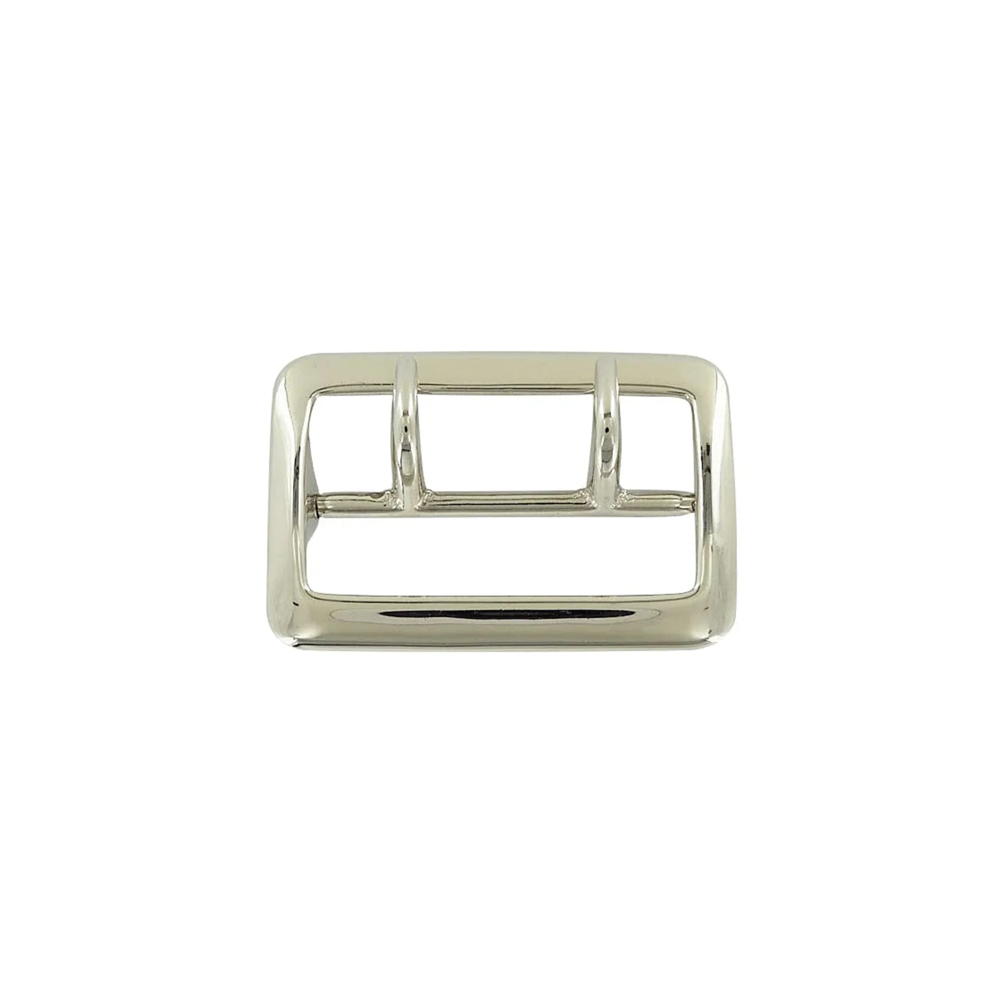 2 1/4" Chrome over Brass, Sam Browne Double Tongue Center Bar Buckle, Solid Brass - Image 4