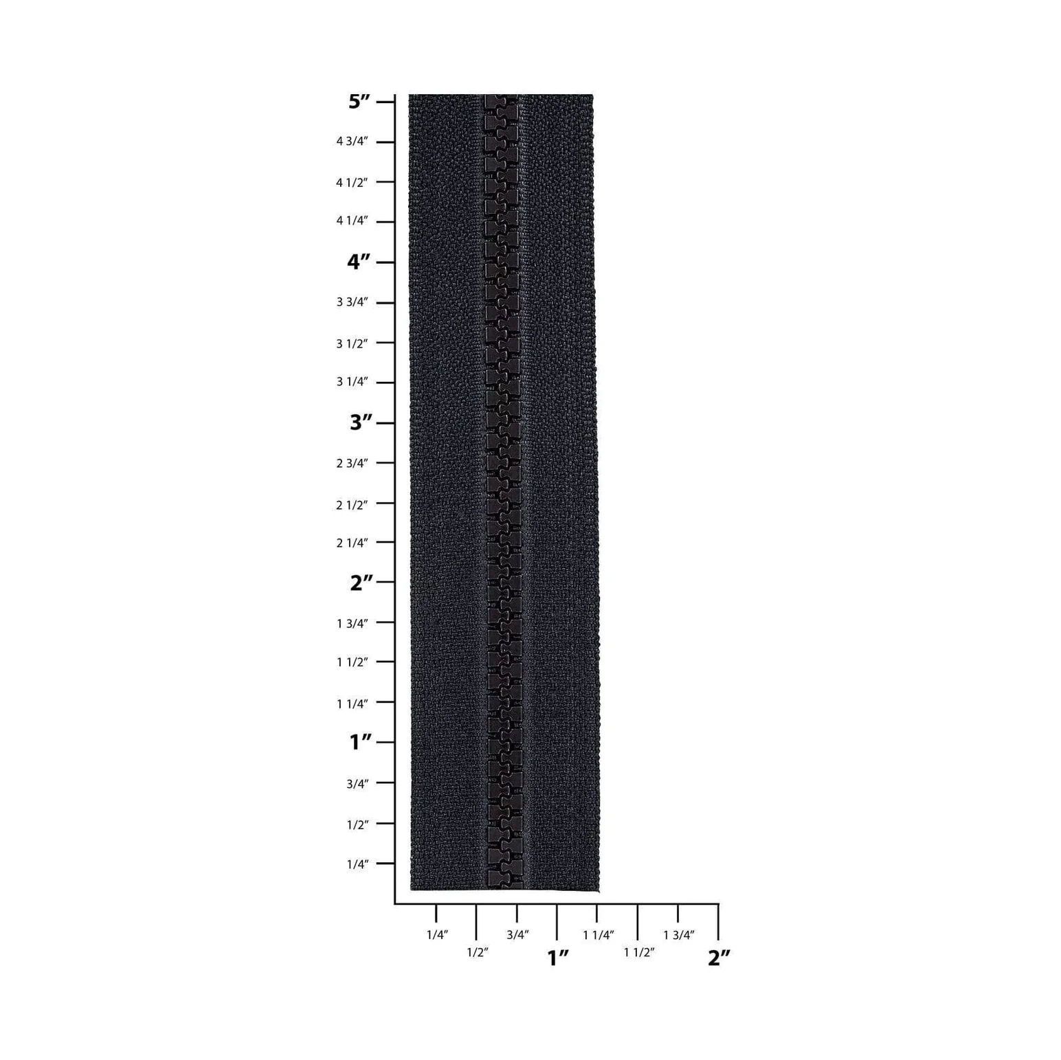 #5 Black, YKK Vislon Zipper Tape with Black Plastic Teeth - Image 2