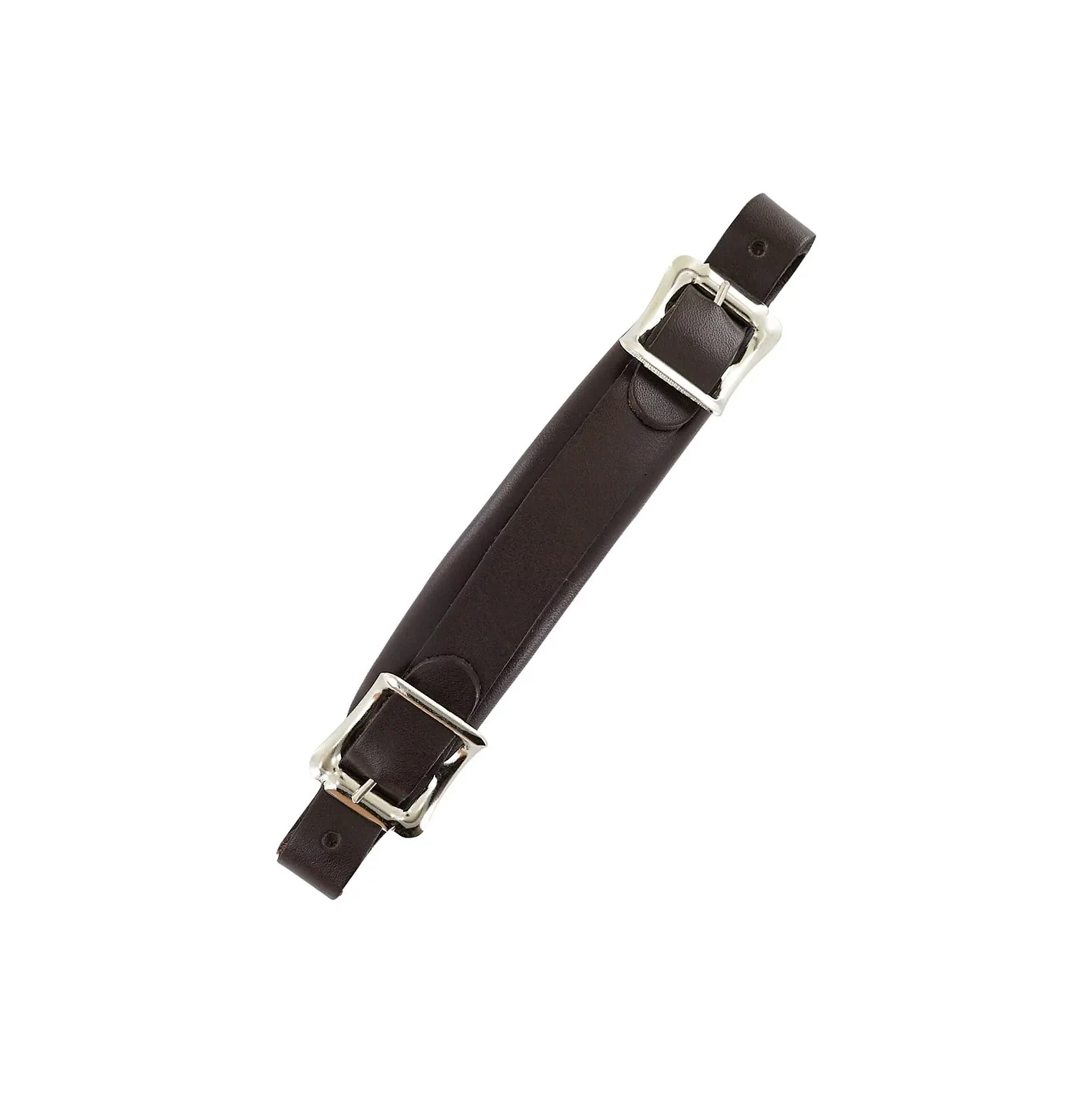 6 1/2" Brown, Emergency Handle with Nickel Hardware, Leather