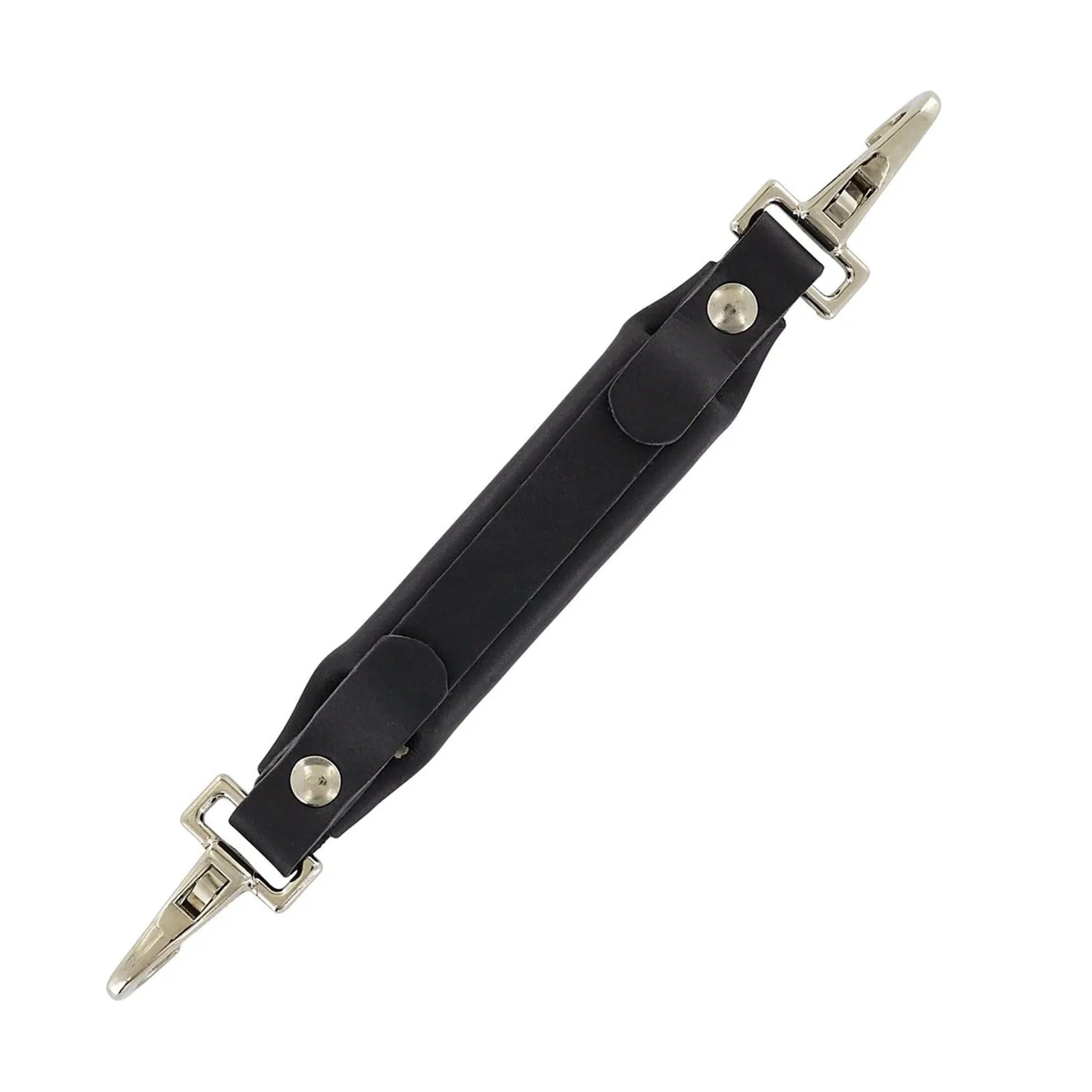 5 1/4" Black, Emergency Handle with Nickel Hardware, Leather - Image 3