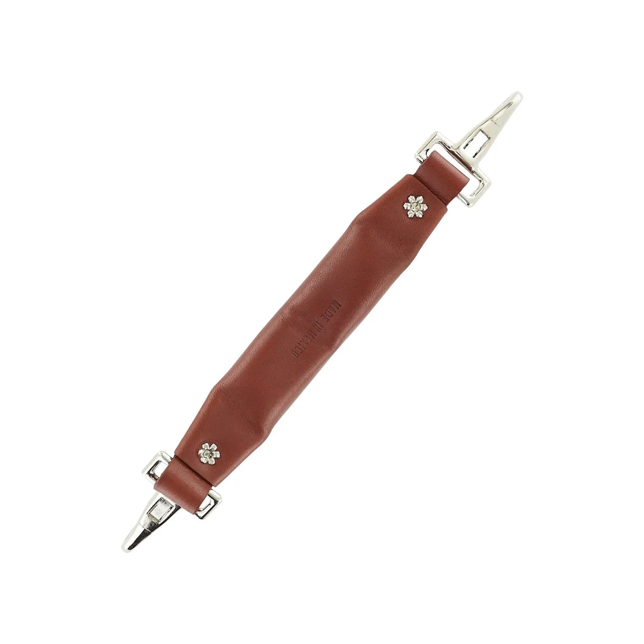 5 1/4" Tan, Emergency Handle with Nickel Hardware, Leather - Image 3