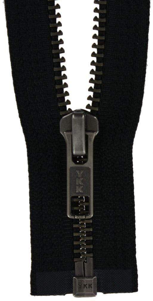 #5 Metal, Black, 30" YKK Separating Jacket Zipper with Antique Nickel Teeth - Image 3