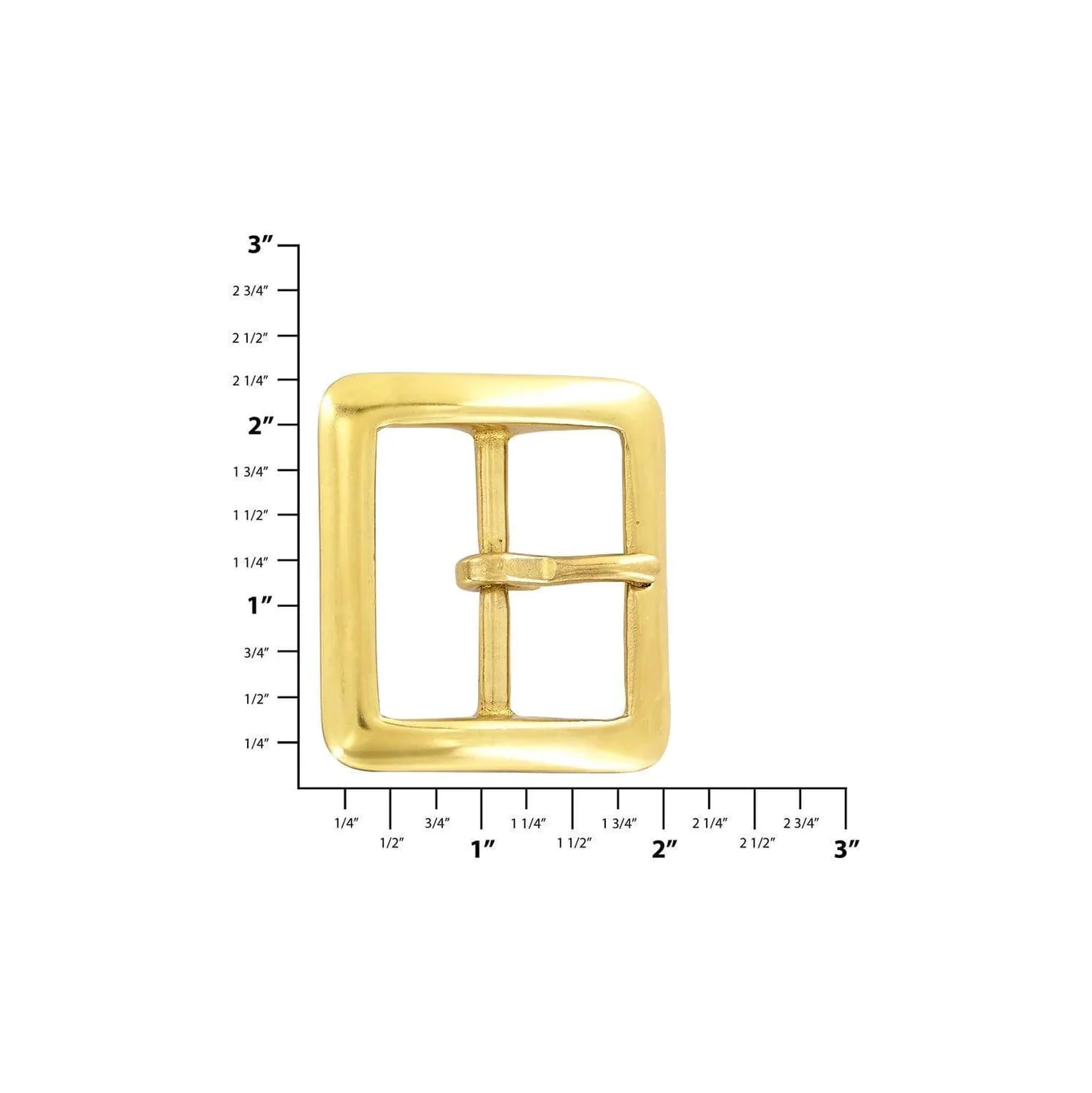 1 1/2" Brass, Sam Browne Center Bar Buckle, Solid Brass - Image 2