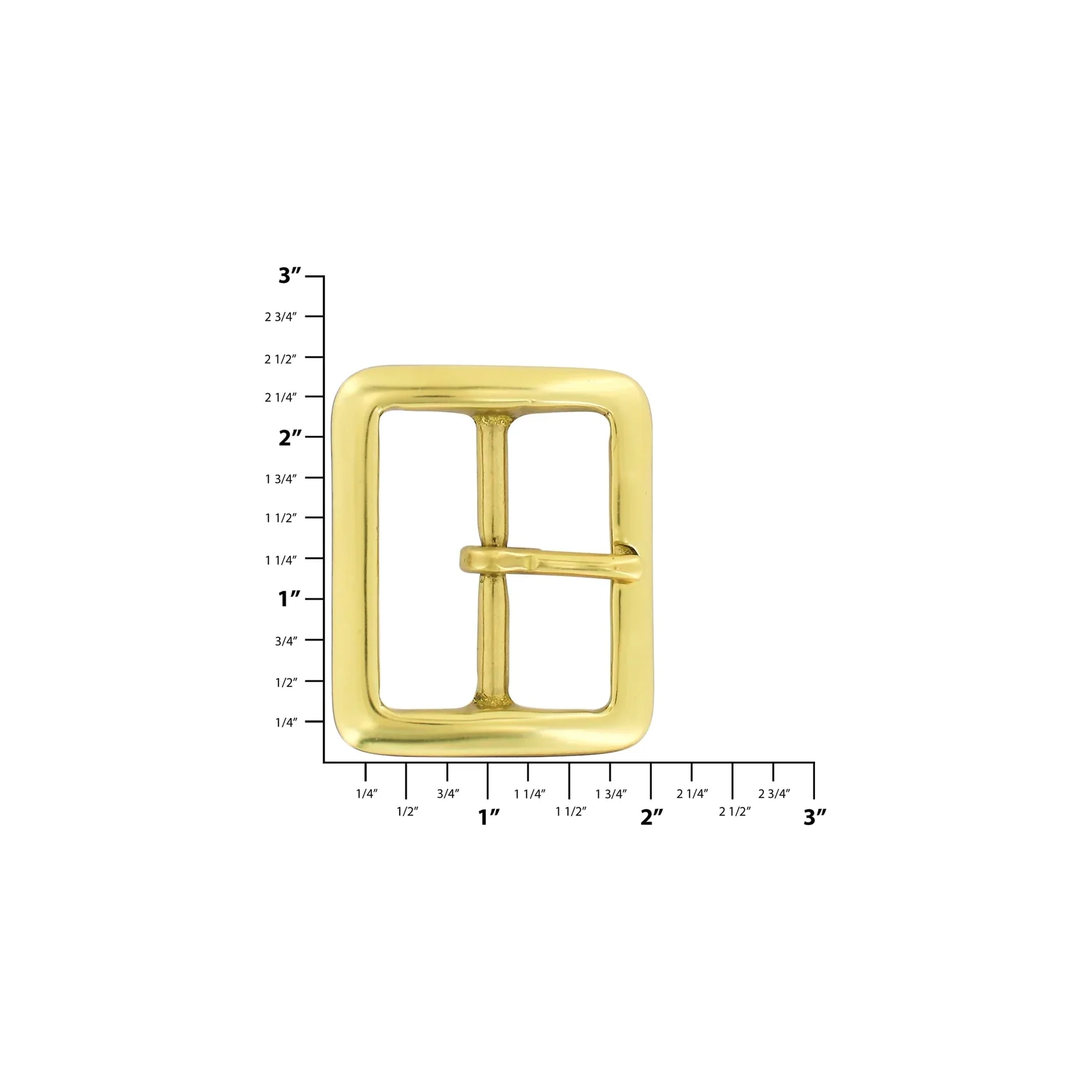 1 3/4" Brass, Sam Browne Center Bar Buckle, Solid Brass - Image 2