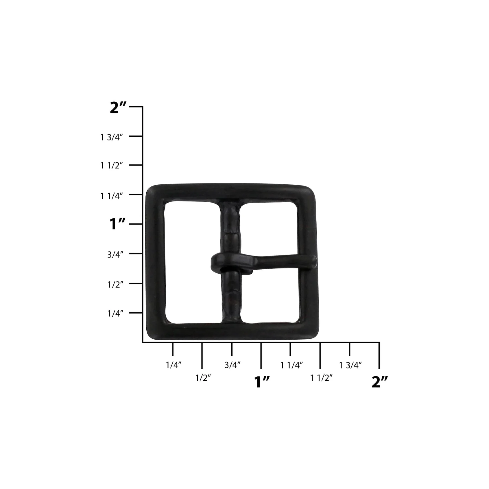 1" Black, Sam Browne Center Bar Buckle, Solid Brass - Image 2