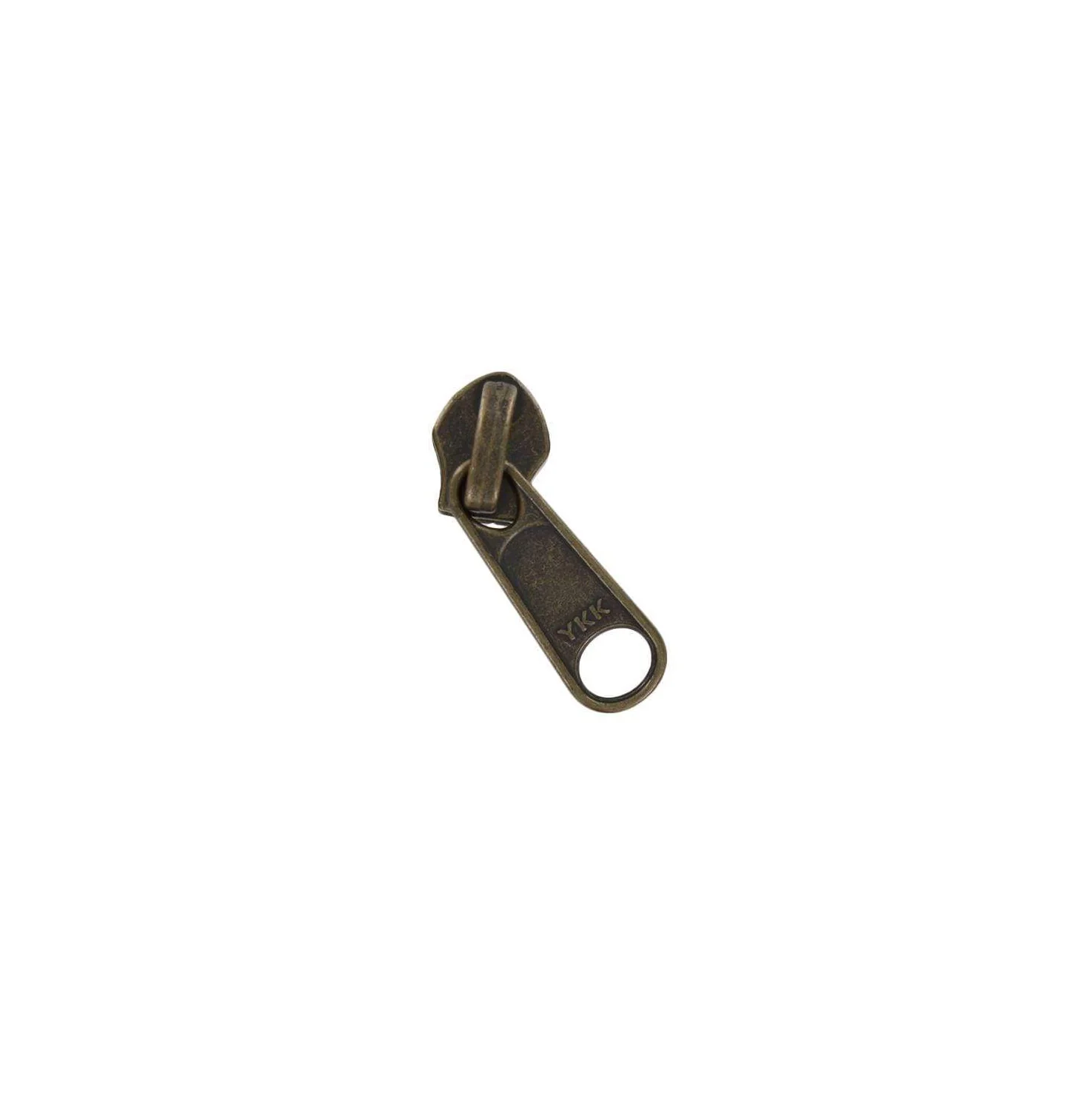 #8 Antique Brass, Coil, YKK Long Tab Semi-Swivel Zipper Slider, Zinc Alloy
