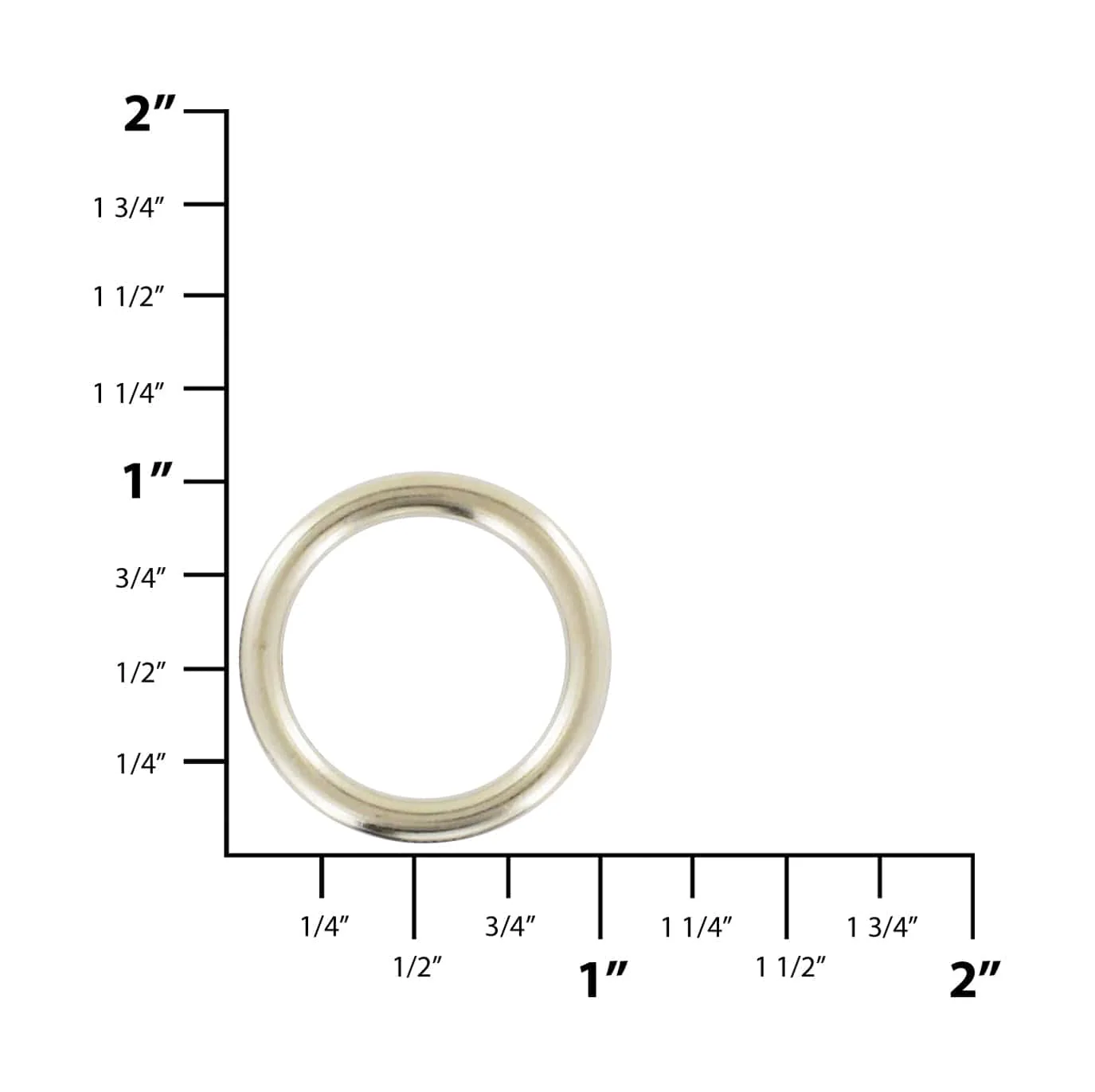 3/4" Nickel, Cast Round Ring, Zinc Alloy - Image 2