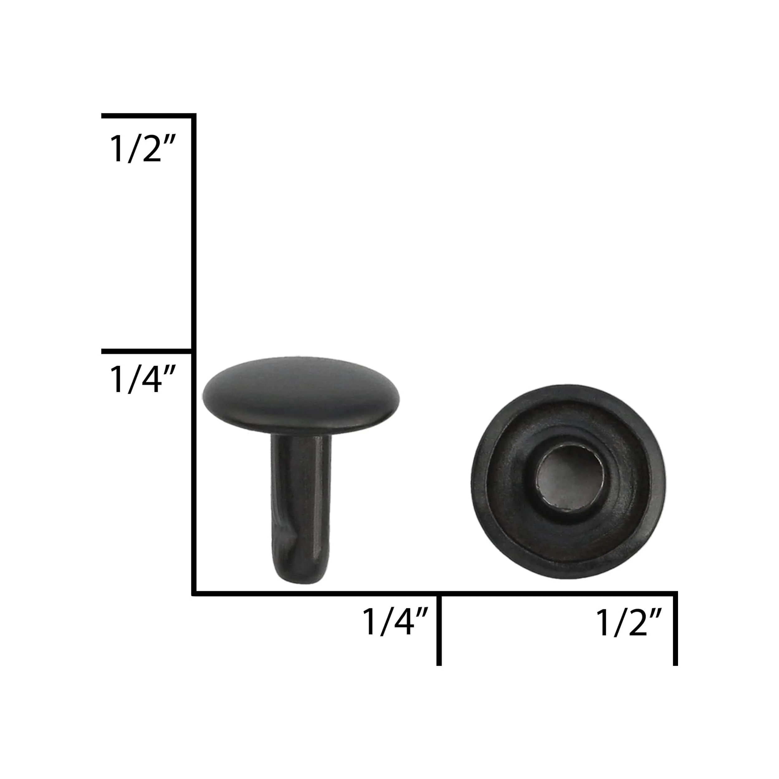8mm Black, 9mm Head Diameter Double Cap Jiffy Rivets, Iron, 100-pack - Image 4