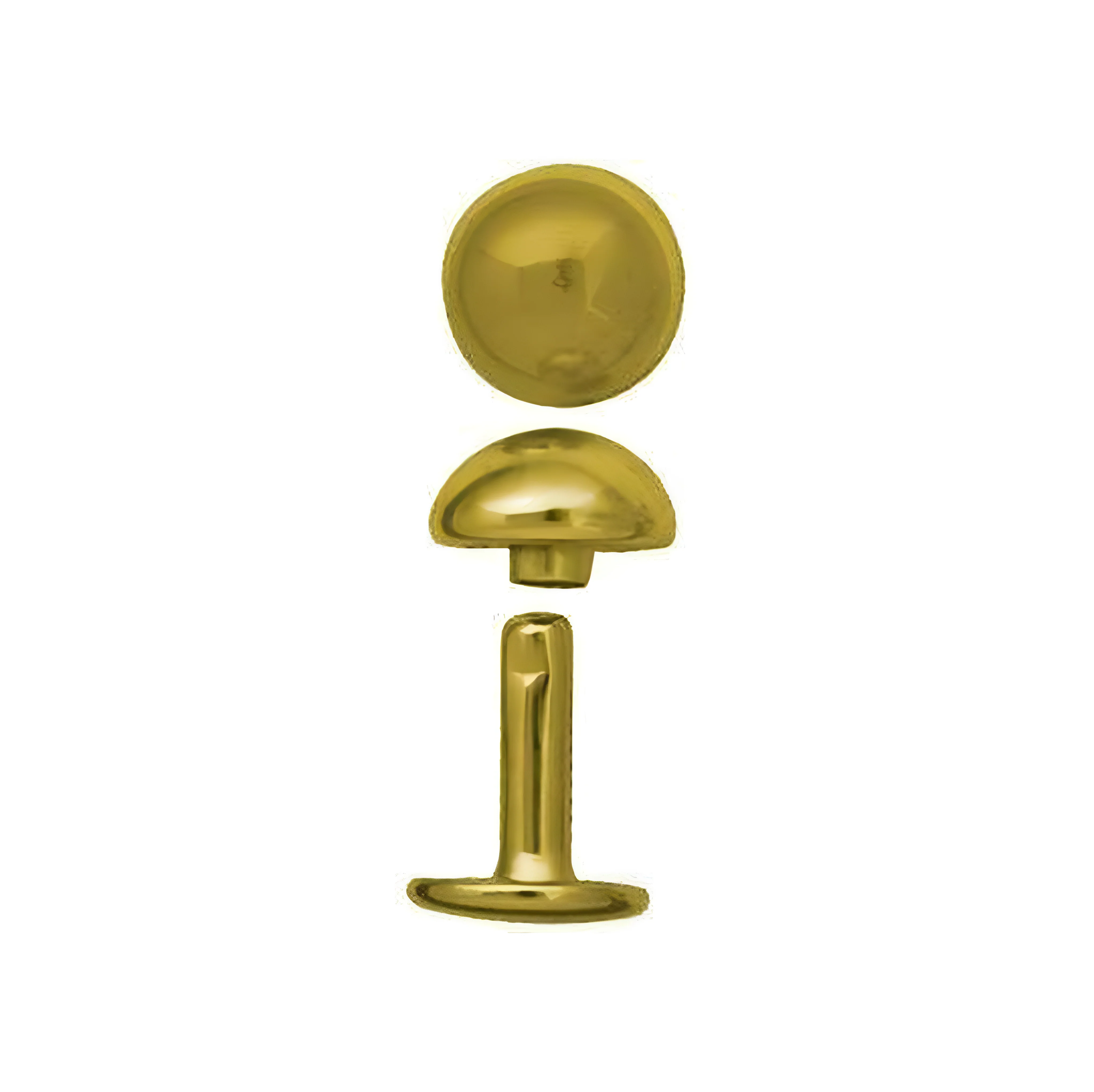 13 mm Gold, Double Cap Domed Rivet, Steel - 12pk