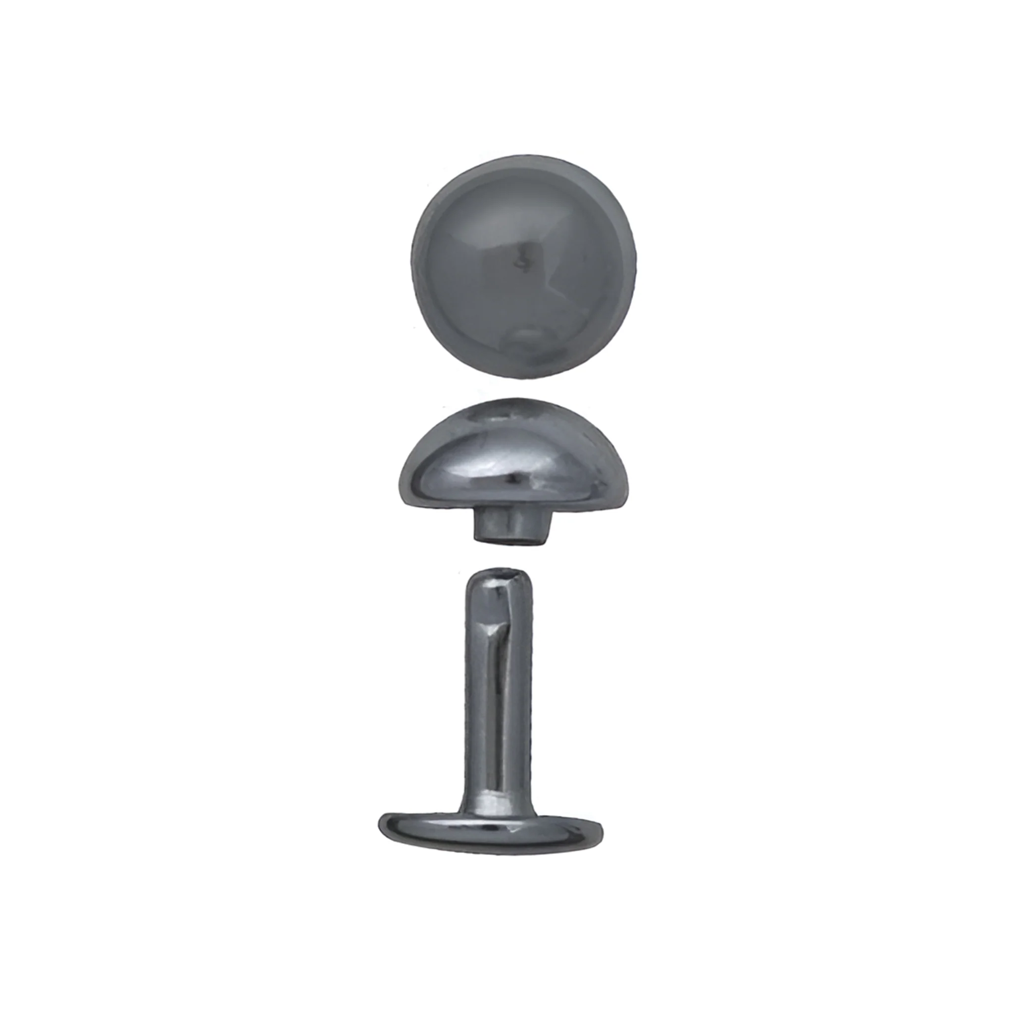 13 mm Nickel, Double Cap Domed Rivet, Steel - 12pk