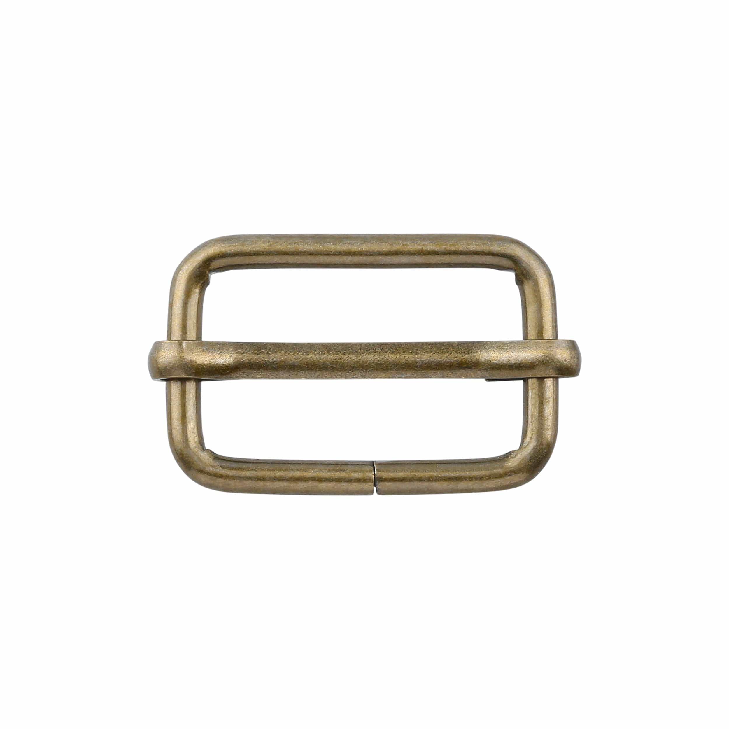 1" Antique Brass, Adjustable Strap Slide, Steel