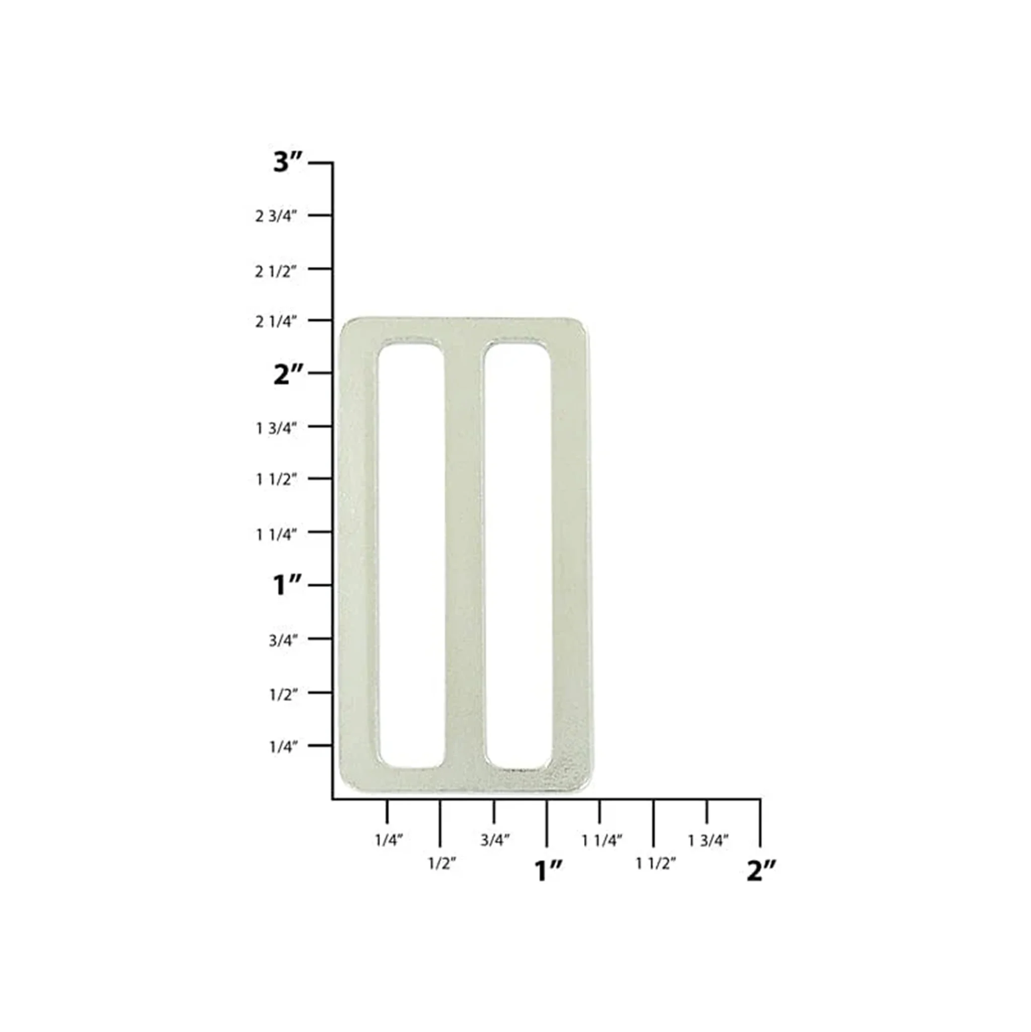 2" Nickel, Flat Stamped Rectangle Tri Bar Slide, Steel - Image 2