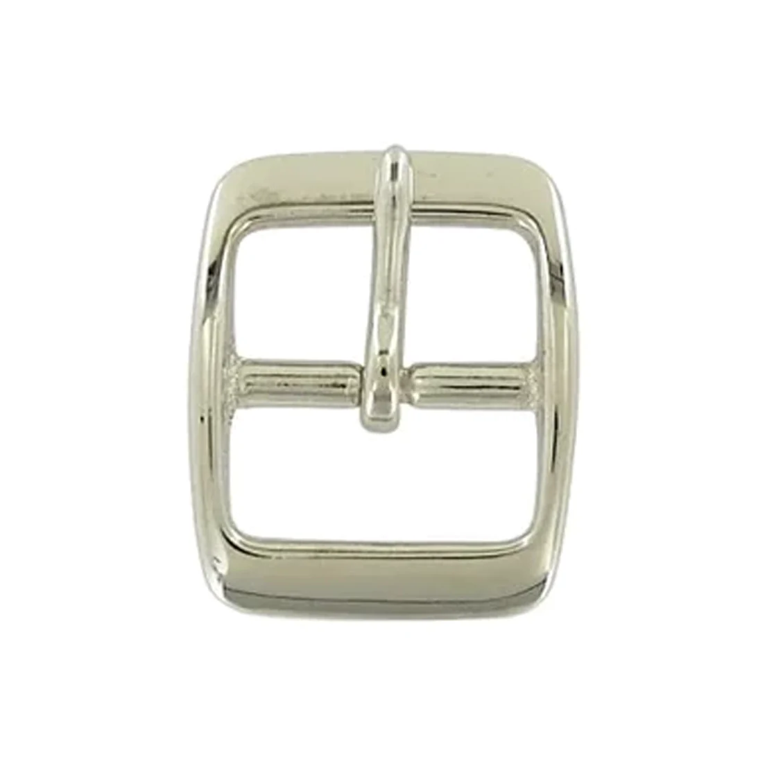 1" Nickel, 1.3"x1.6" Center Bar Buckle, Solid Brass - Image 2