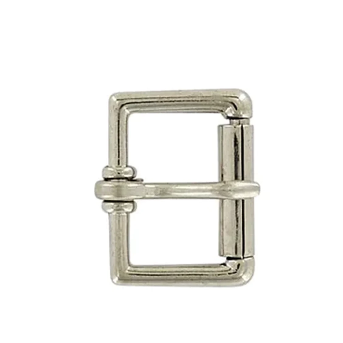 1 1/4" Nickel, Heel Bar Roller Buckle, Zinc Alloy