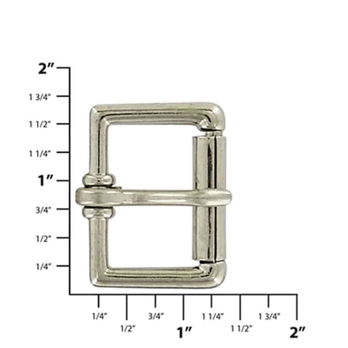 1 1/4" Nickel, Heel Bar Roller Buckle, Zinc Alloy - Image 2