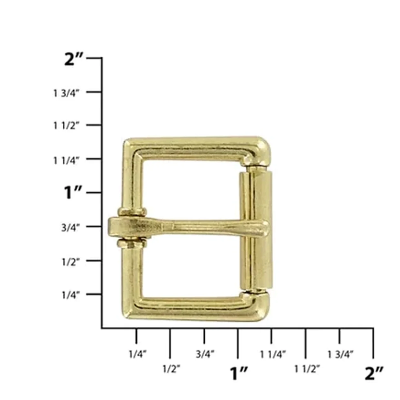 1" Brass, Heel Bar Roller Buckle, Zinc Alloy - Image 2