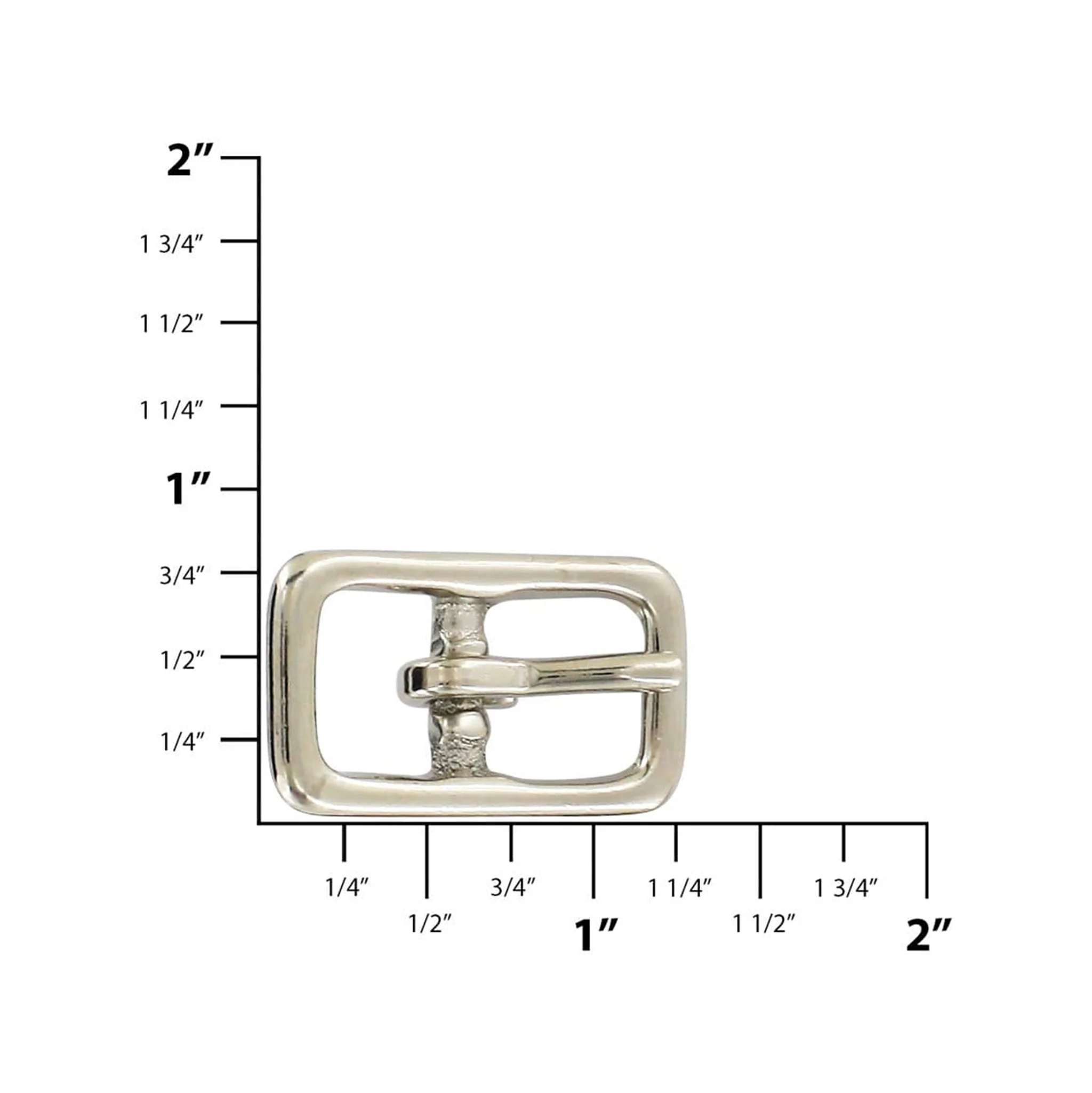 1/2" Nickel, Center Bar Buckle, Solid Brass - Image 2