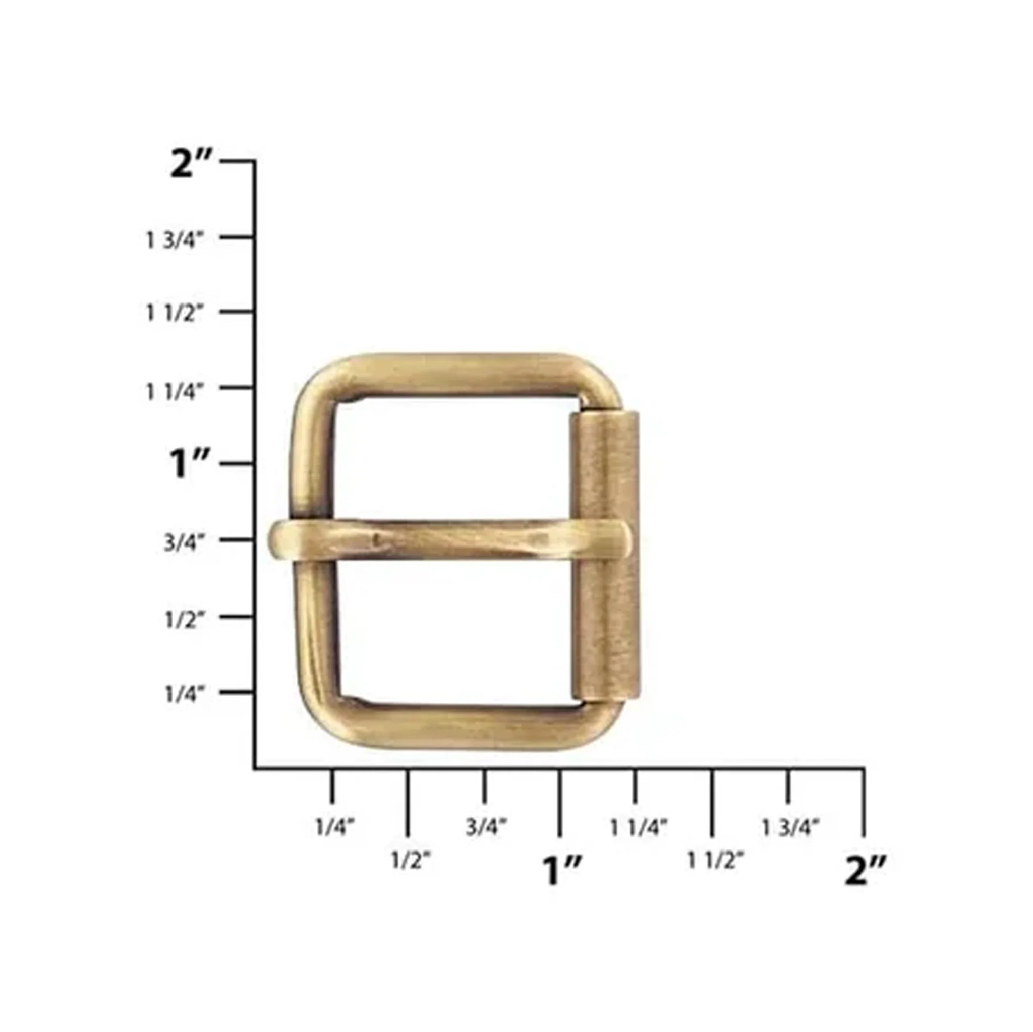 1" Antique Brass, Heel Roller Bar Buckle, Steel - Image 2