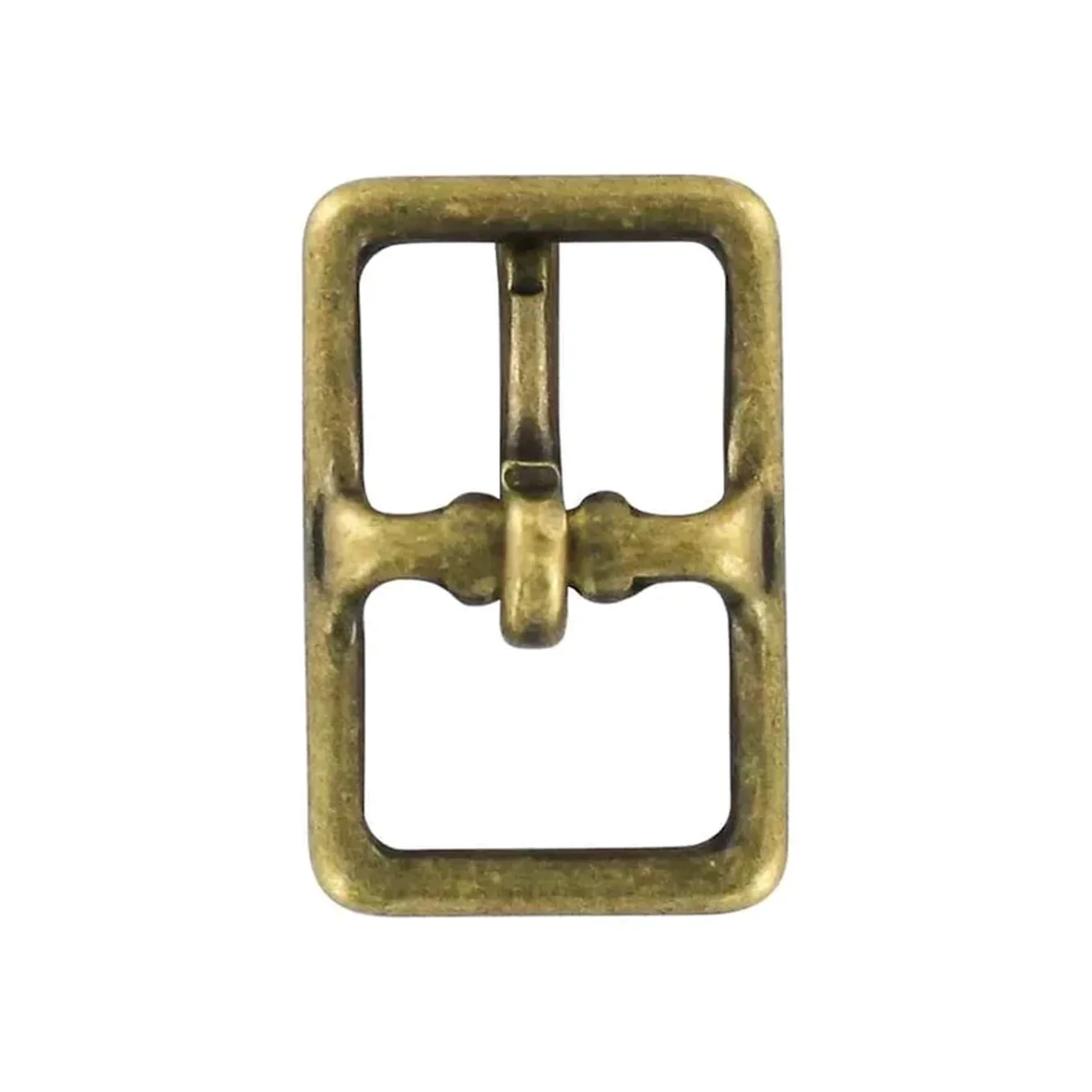 3/4" Antique Brass, Center Bar Buckle, Solid Brass - Image 3
