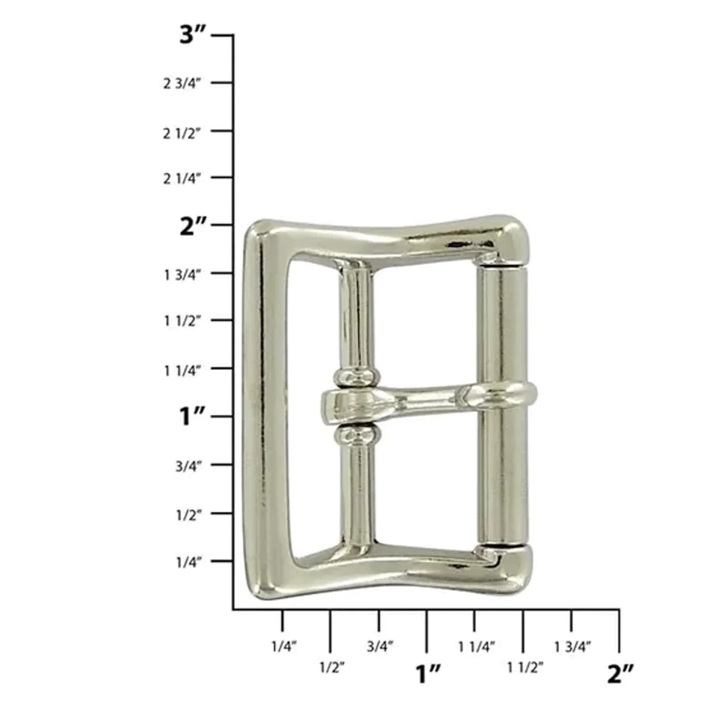 1 1/2" Nickel, Locking Tongue Roller Buckle, Zinc Alloy - Image 2