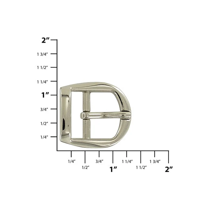 3/4" Shiny Nickel, 31x34mm D Shaped Center Bar Buckle, Zinc Alloy - Image 2