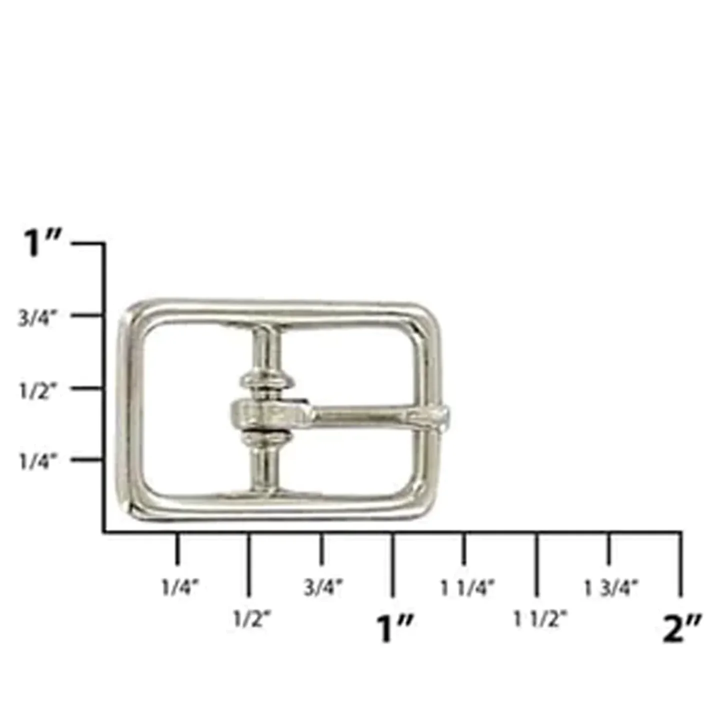 1/2" Nickel, 19x31mm Center Bar Buckle, Zinc Alloy - Image 2