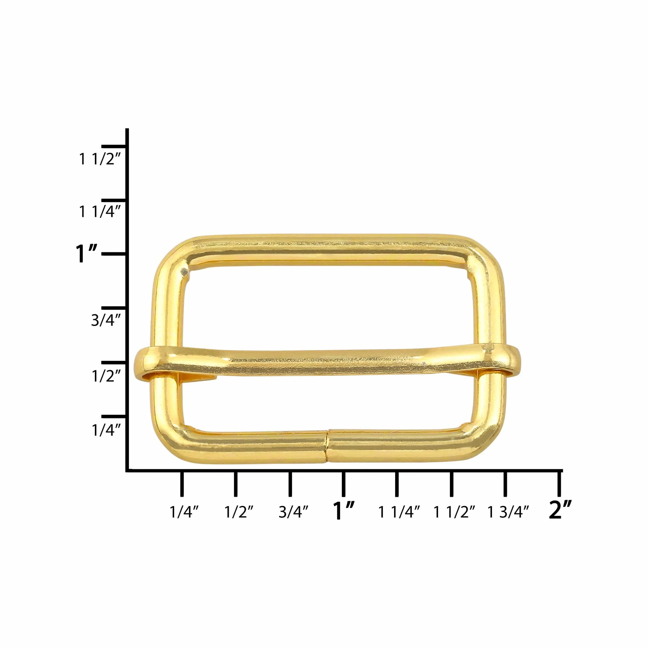 1 1/4" Shiny Gold, Adjustable Strap Slide, Steel - Image 2