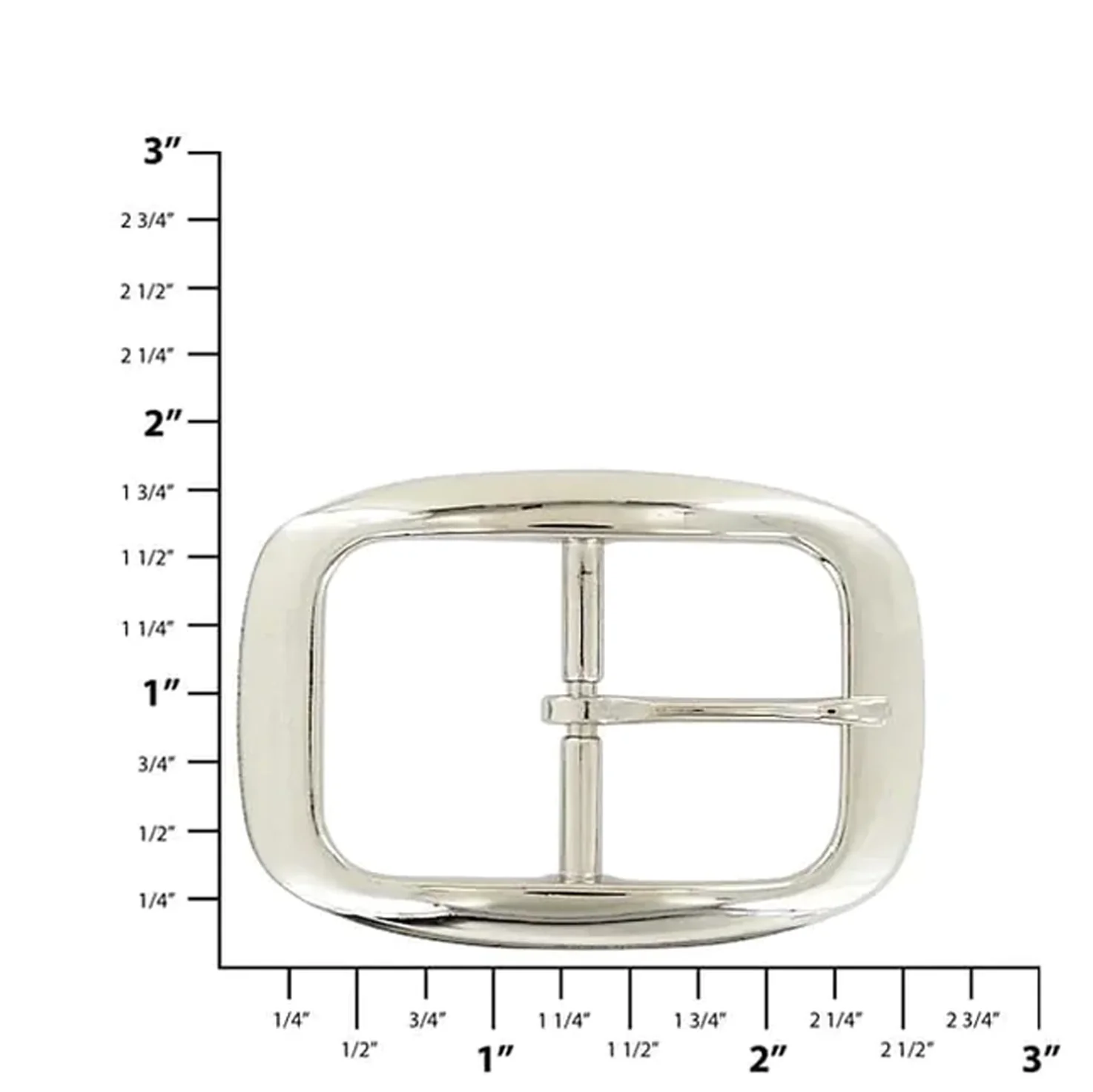 1 1/4" Nickel, Center Bar Buckle, Steel - Image 2