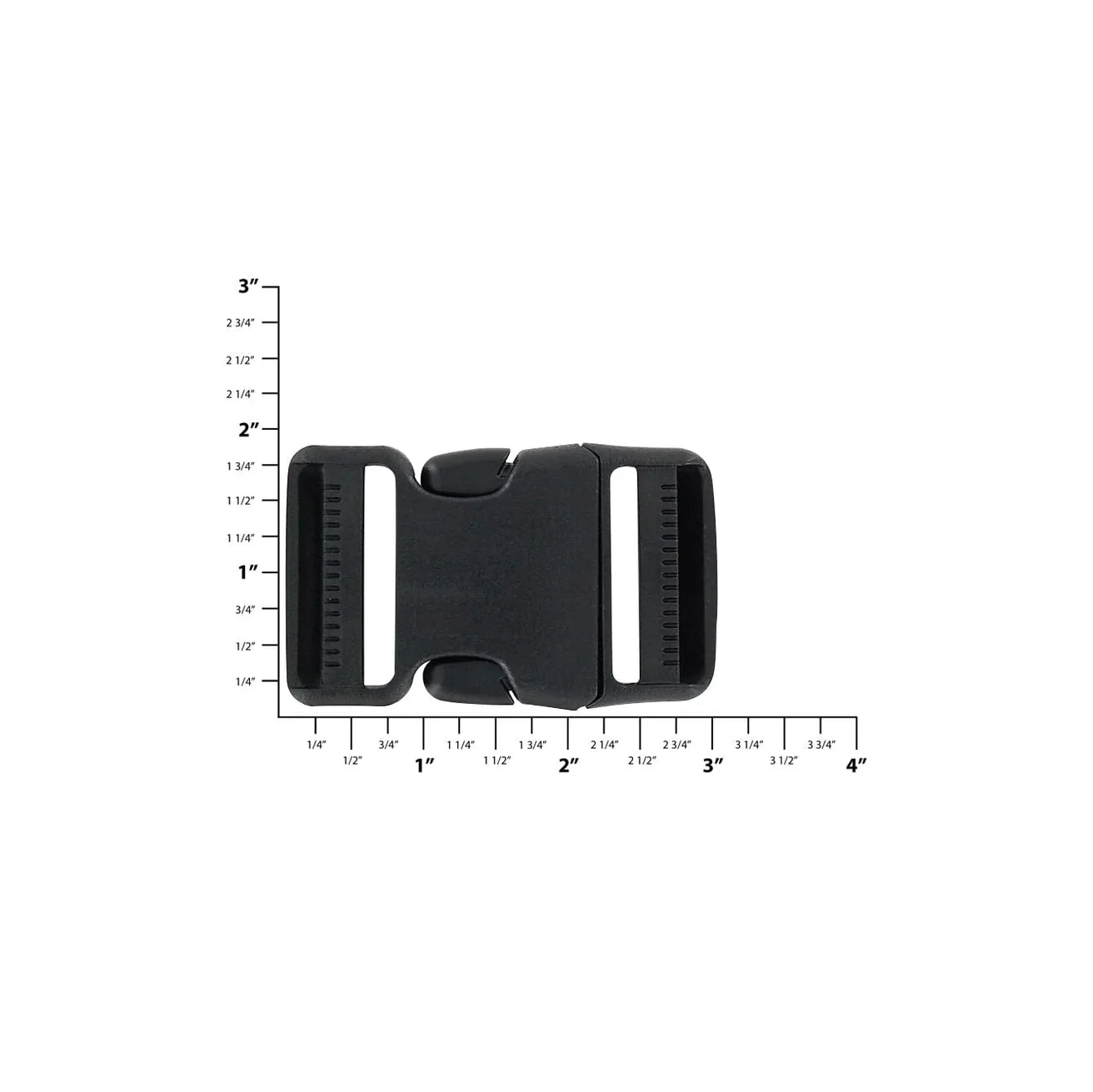 1 1/2" Black, Dual Adjustable Side Squeeze Buckle, Plastic - Image 2