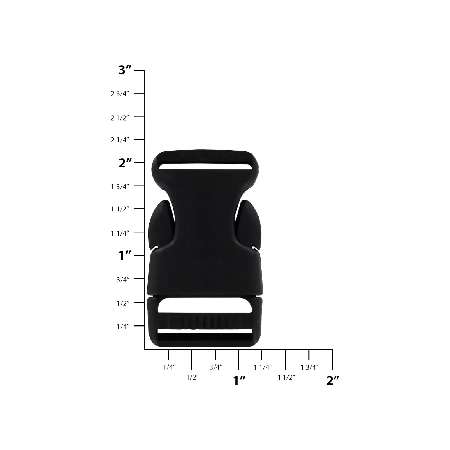 1" Black, Side Squeeze Buckle, Plastic - Image 2