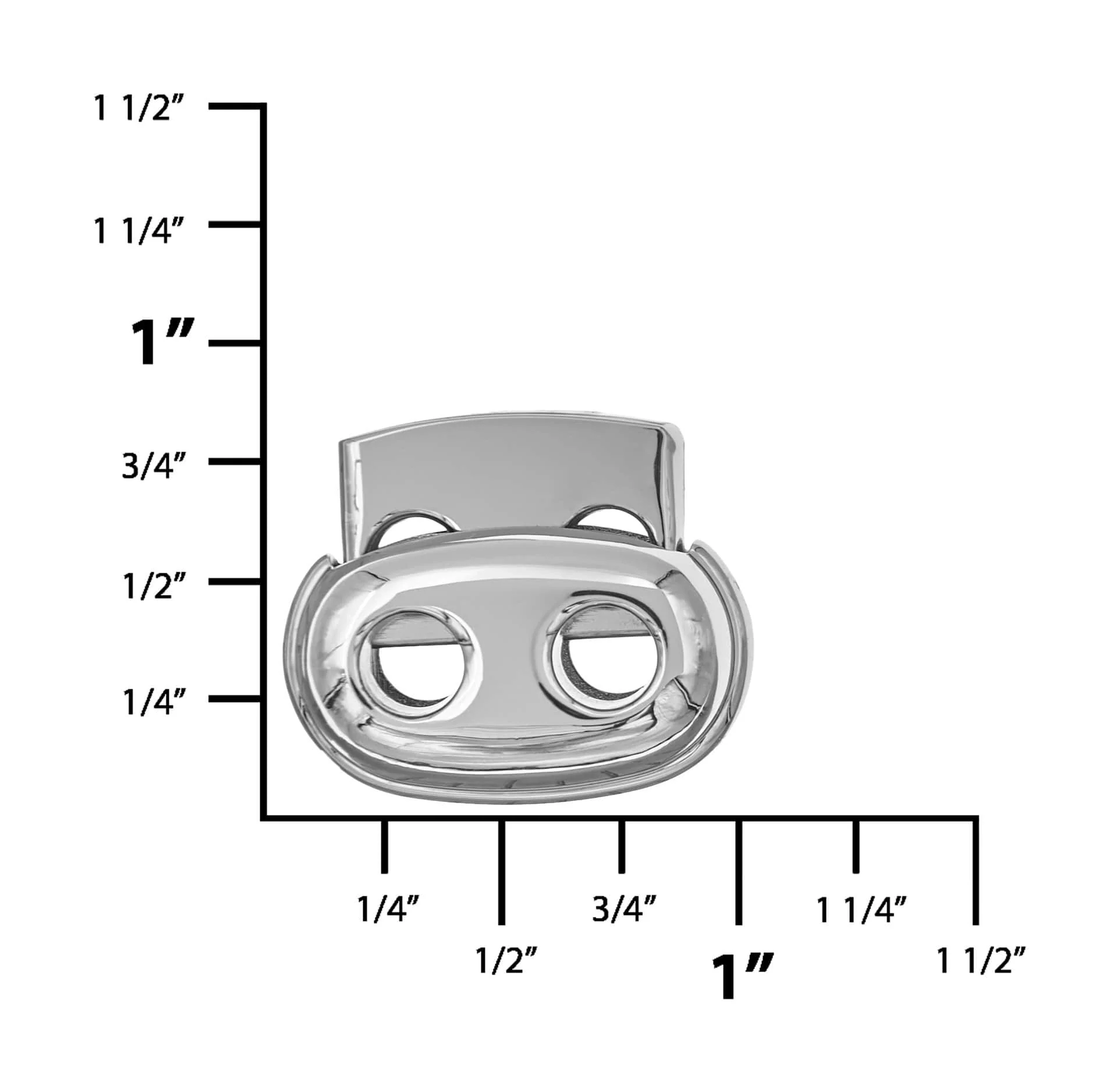 1/8" Shiny Nickel, Cord Lock, Zinc Alloy - Image 2