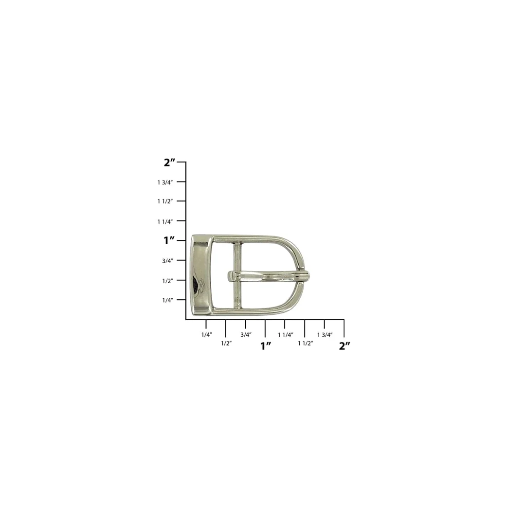 3/4" Shiny Nickel, 26x38mm D Shaped Center Bar Buckle, Zinc Alloy - Image 2