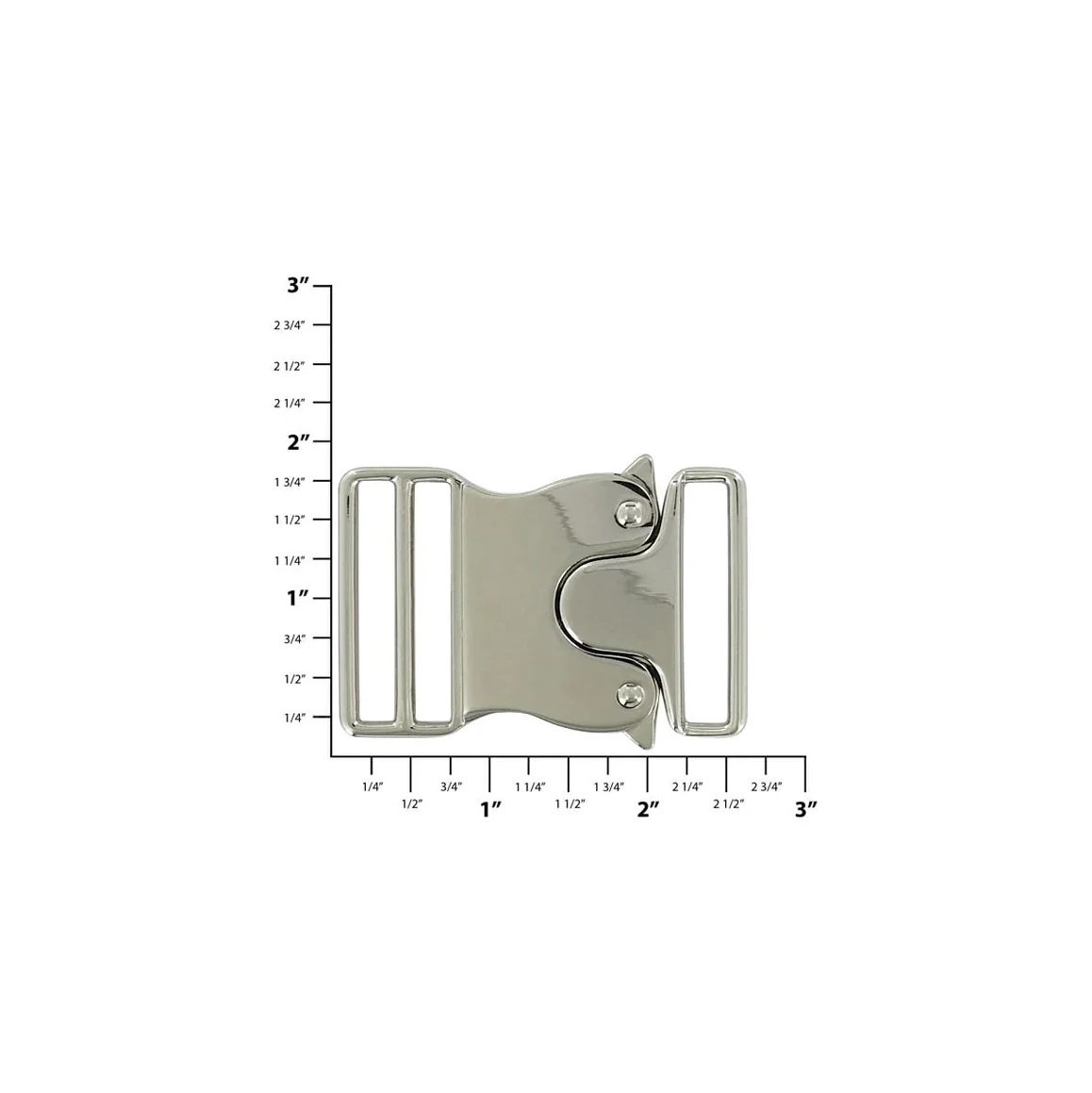 1 1/2" Nickel, Side Release Buckle, Zinc Alloy - Image 2