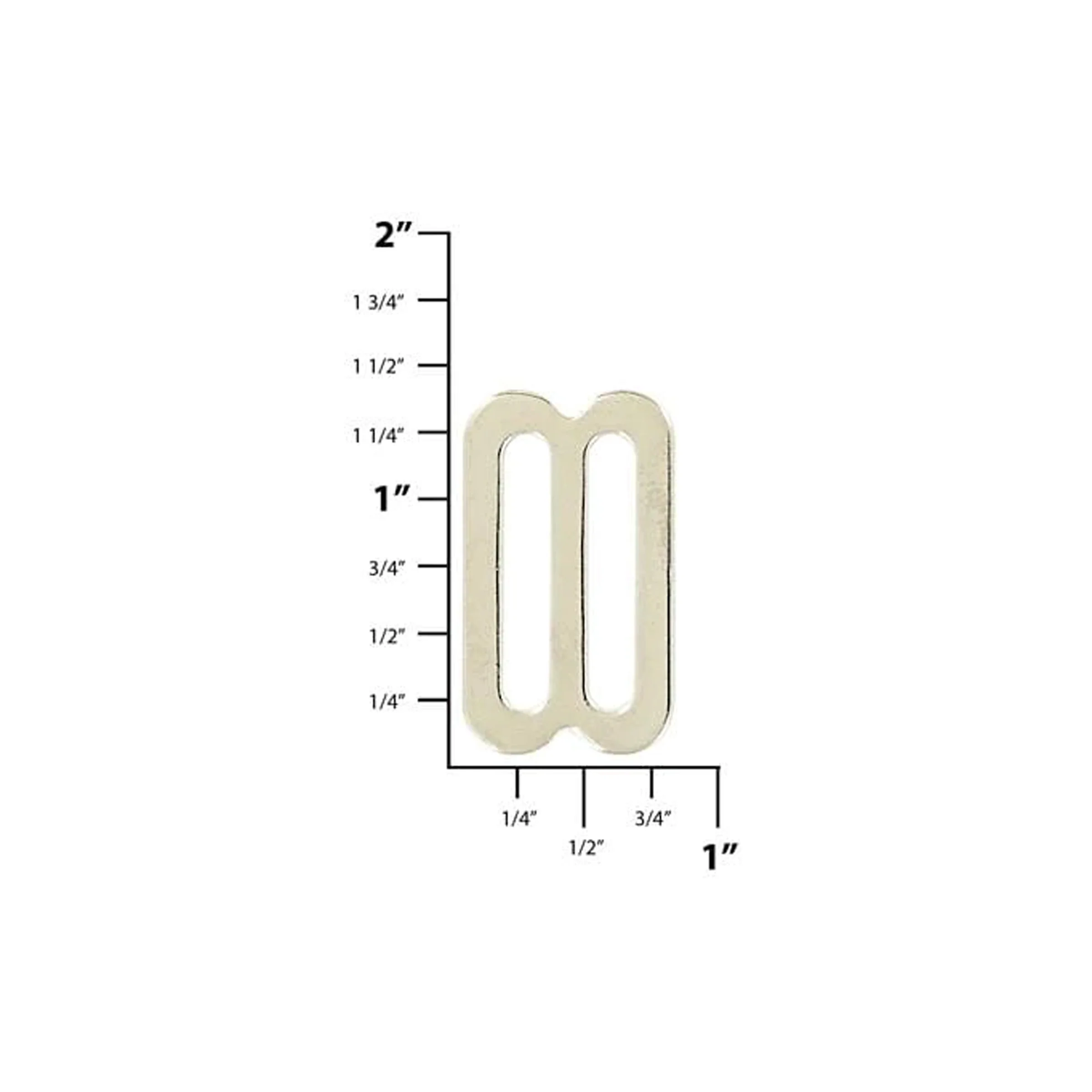 1" Nickel, Flat Stamped Double Loop, Tri Bar Slide, Steel - Image 2