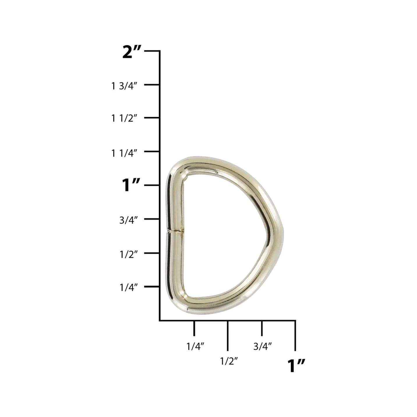 7/8" Shiny Nickel, Split D-Ring,Steel - Image 2