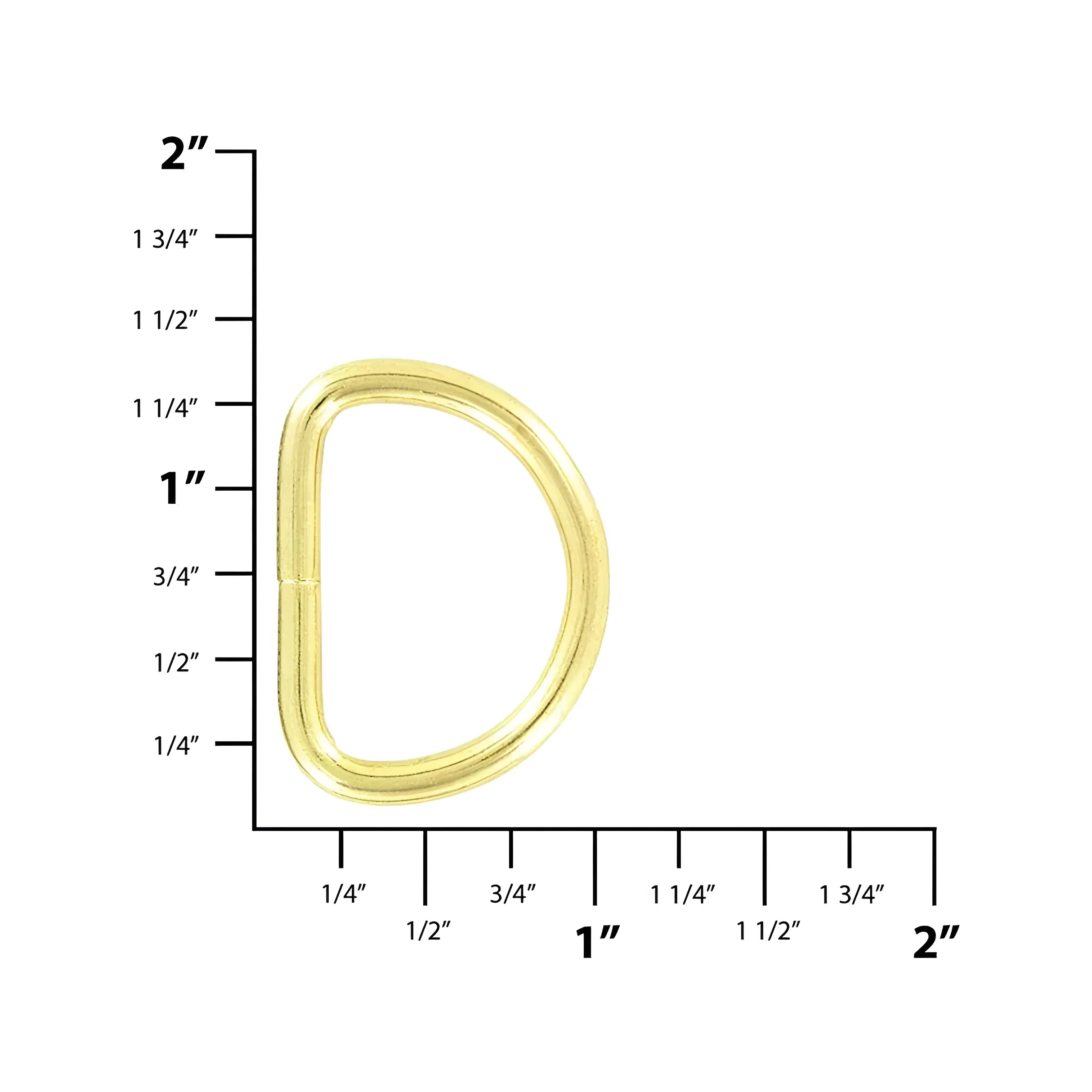 1" Shiny Gold, Split D-Ring Heavy, Steel - Image 2