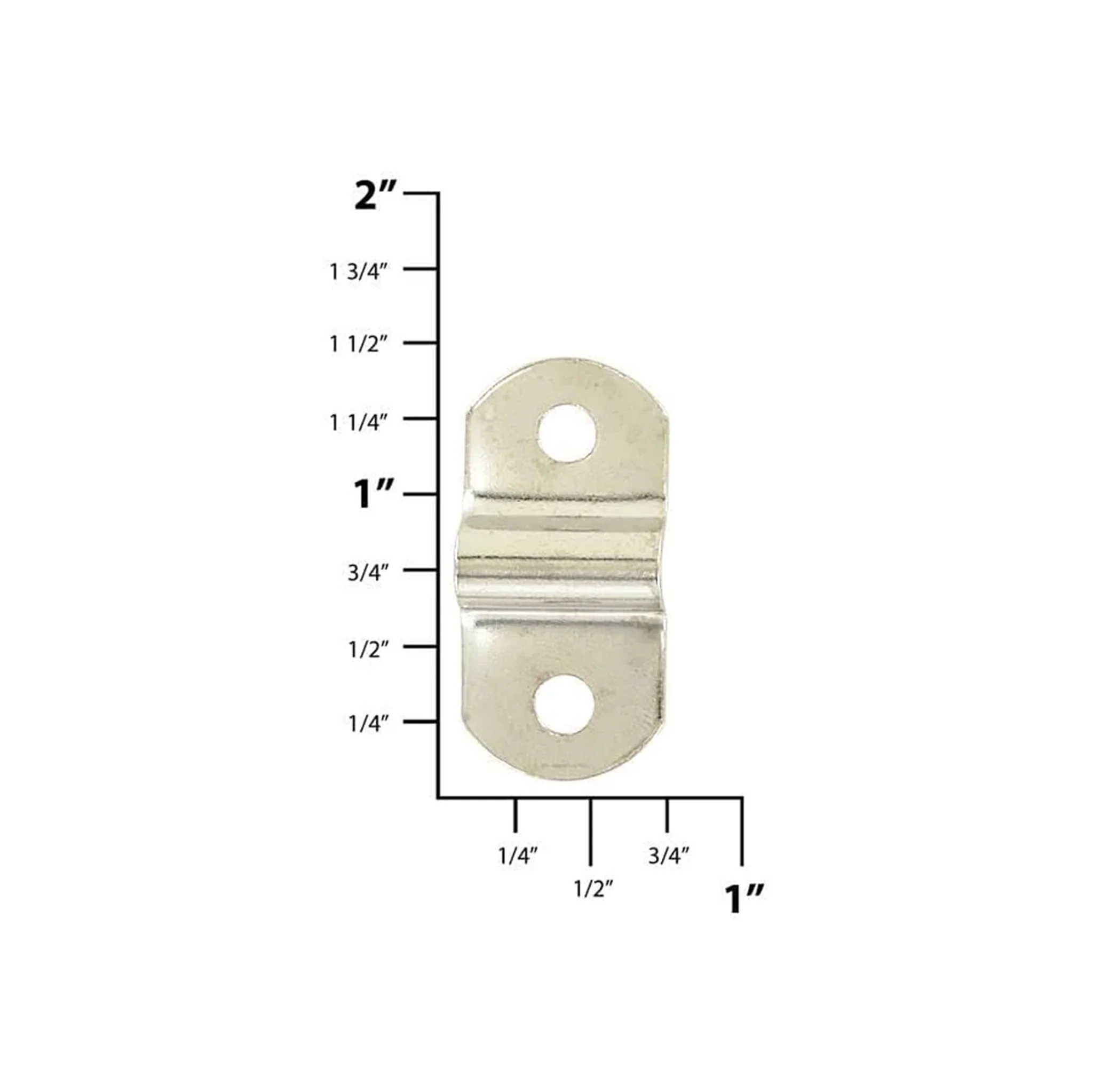 1 1/4" Nickel, D-Ring Mounting Bracket Short Profile, Steel - Image 2