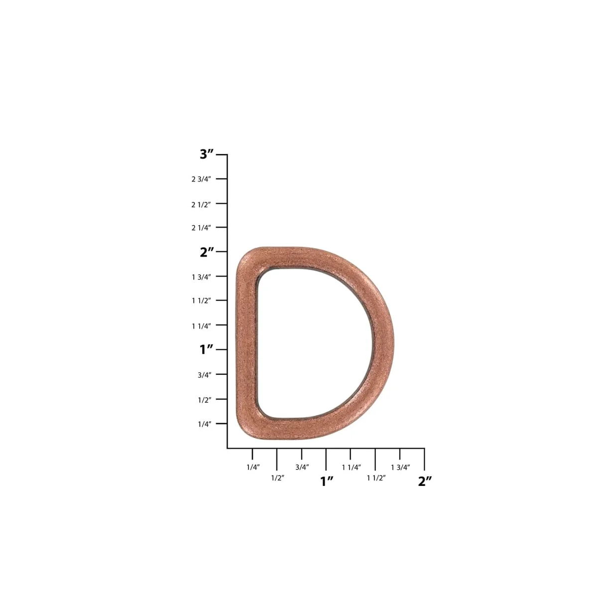 1 1/2" Antique Copper, Cast D-Ring, Zinc Alloy - Image 4