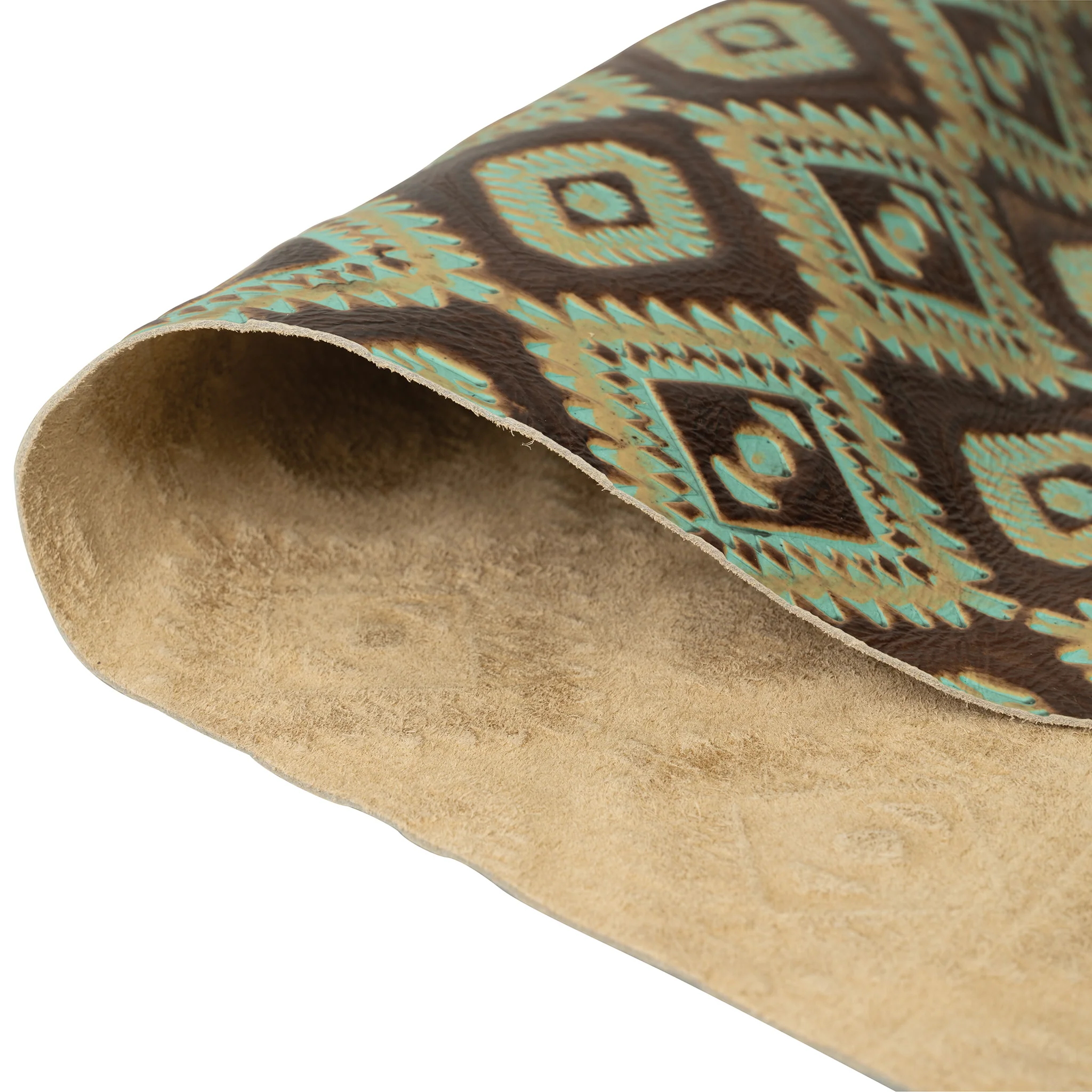Embossed Leather, 2/3 oz., Aztec Turquoise/Brown - Image 8