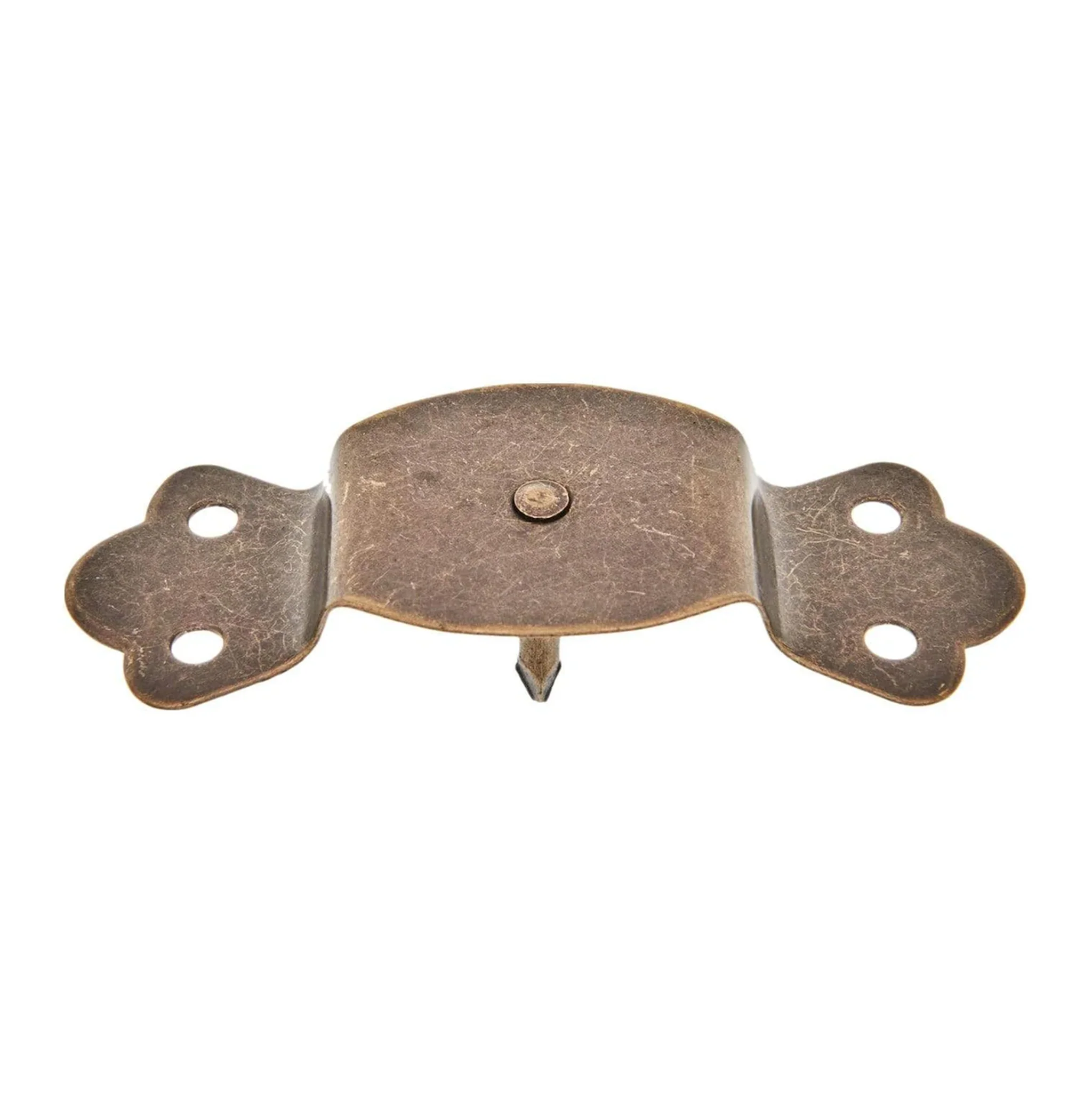 1 1/4" Antique Brass, Round Edge Trunk Handle Loop with Nail, Steel