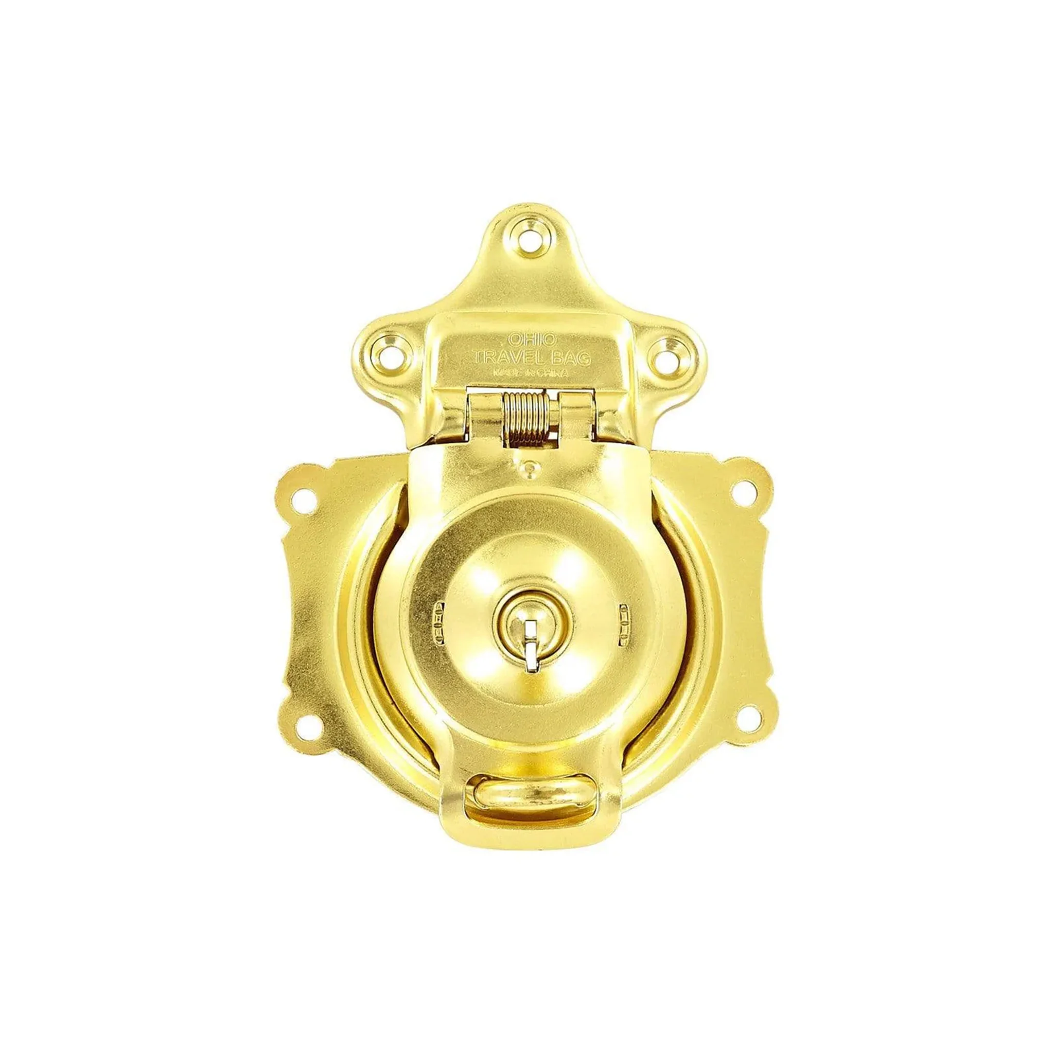 3 1/2" Brass, Large Trunk Lock w/ Spring, Steel