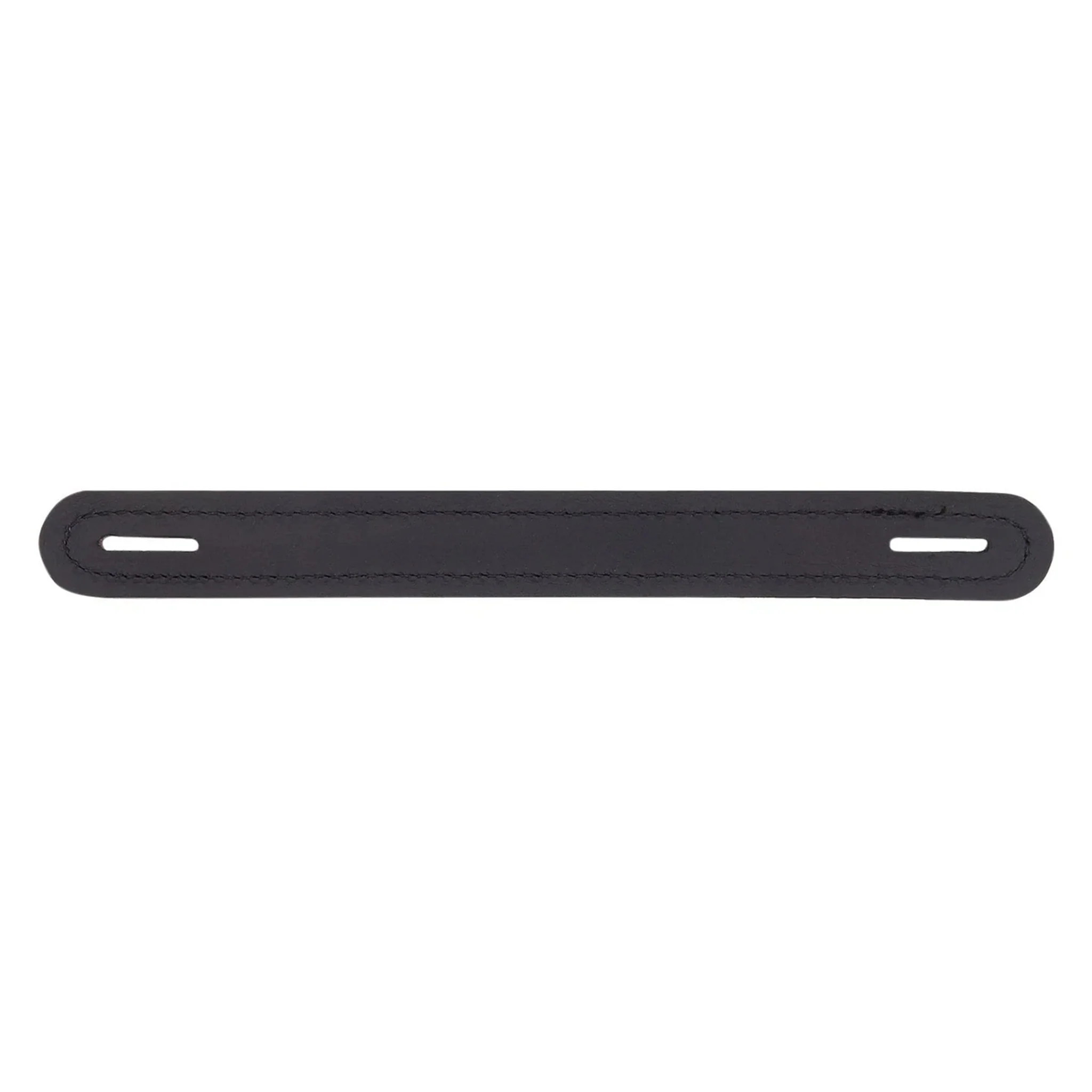 1 1/4" Black, Slotted Round End Trunk Handle, Leather - Image 2
