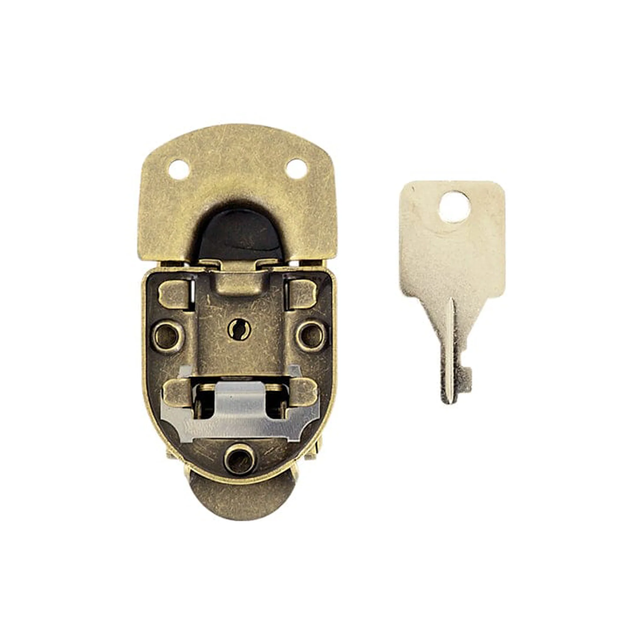 2 7/16" Antique Brass, Locking Drawbolt, Steel - Image 3