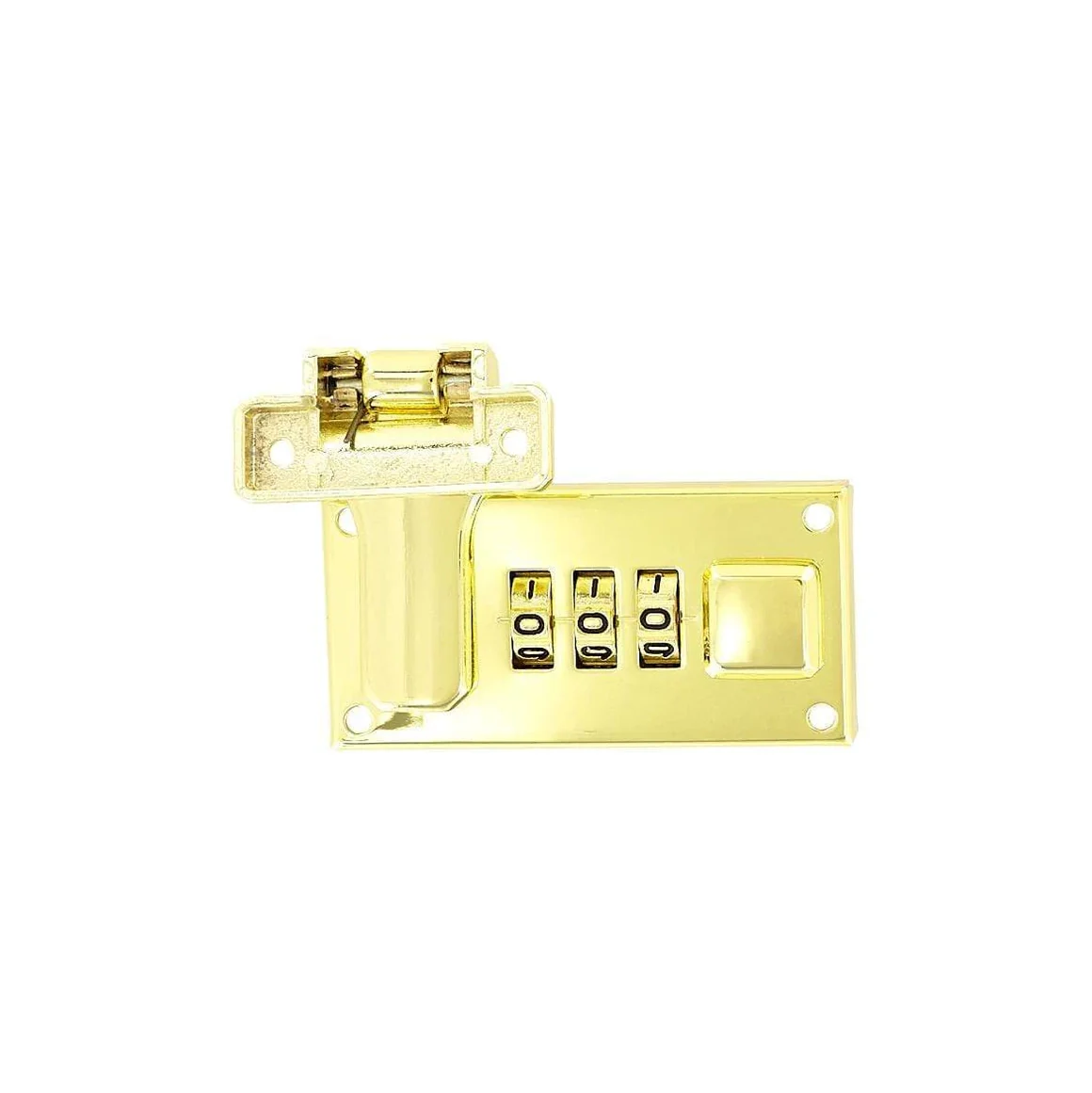 1 1/4" Shiny Brass, Offset Hasp Combination Lock, Steel - Image 4