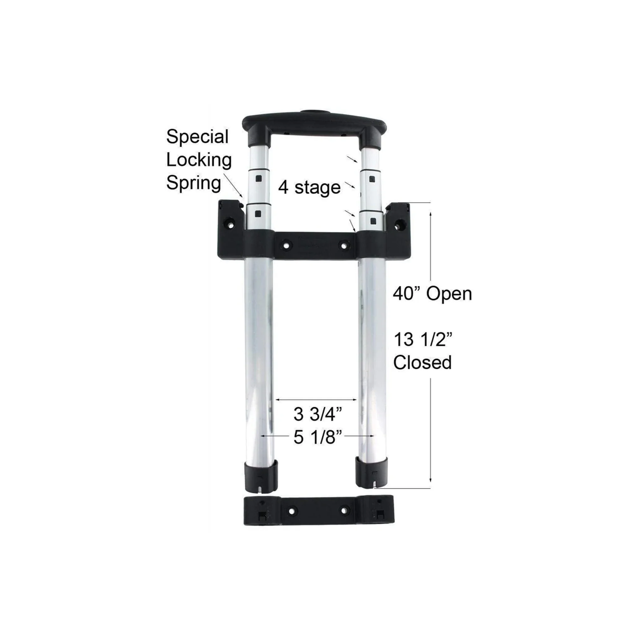 13" Black, 4-Stage Pull Handle Assembly - Image 4