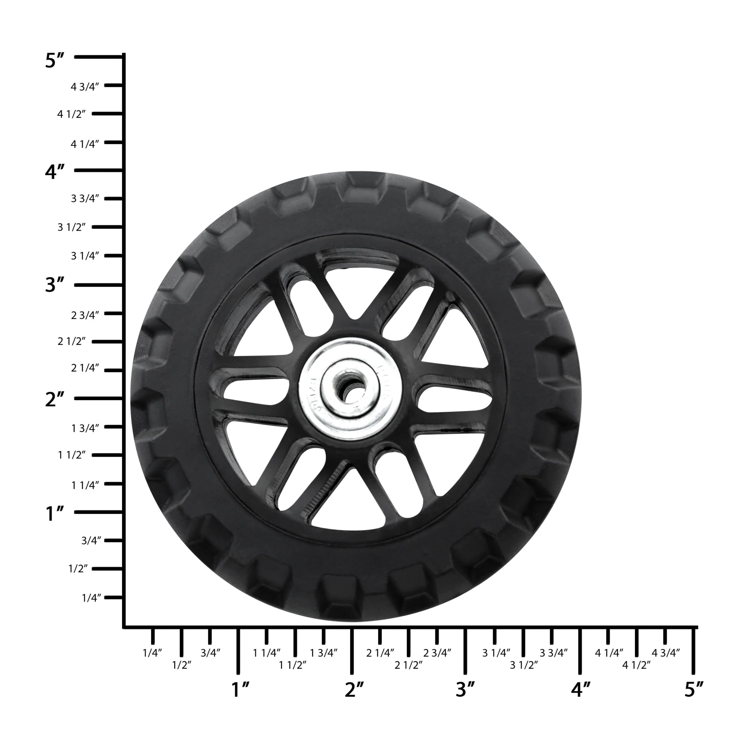 96mm Black, Rugged Wheel, Plastic - Image 3