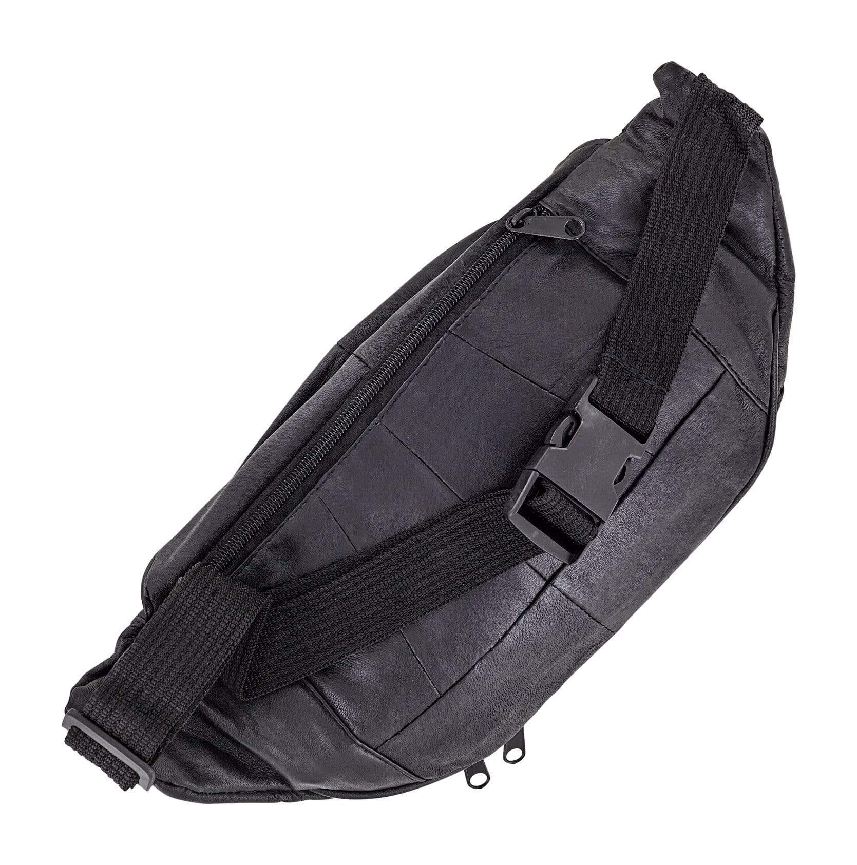 9" Black, Large Fanny Pack, Leather - Image 2
