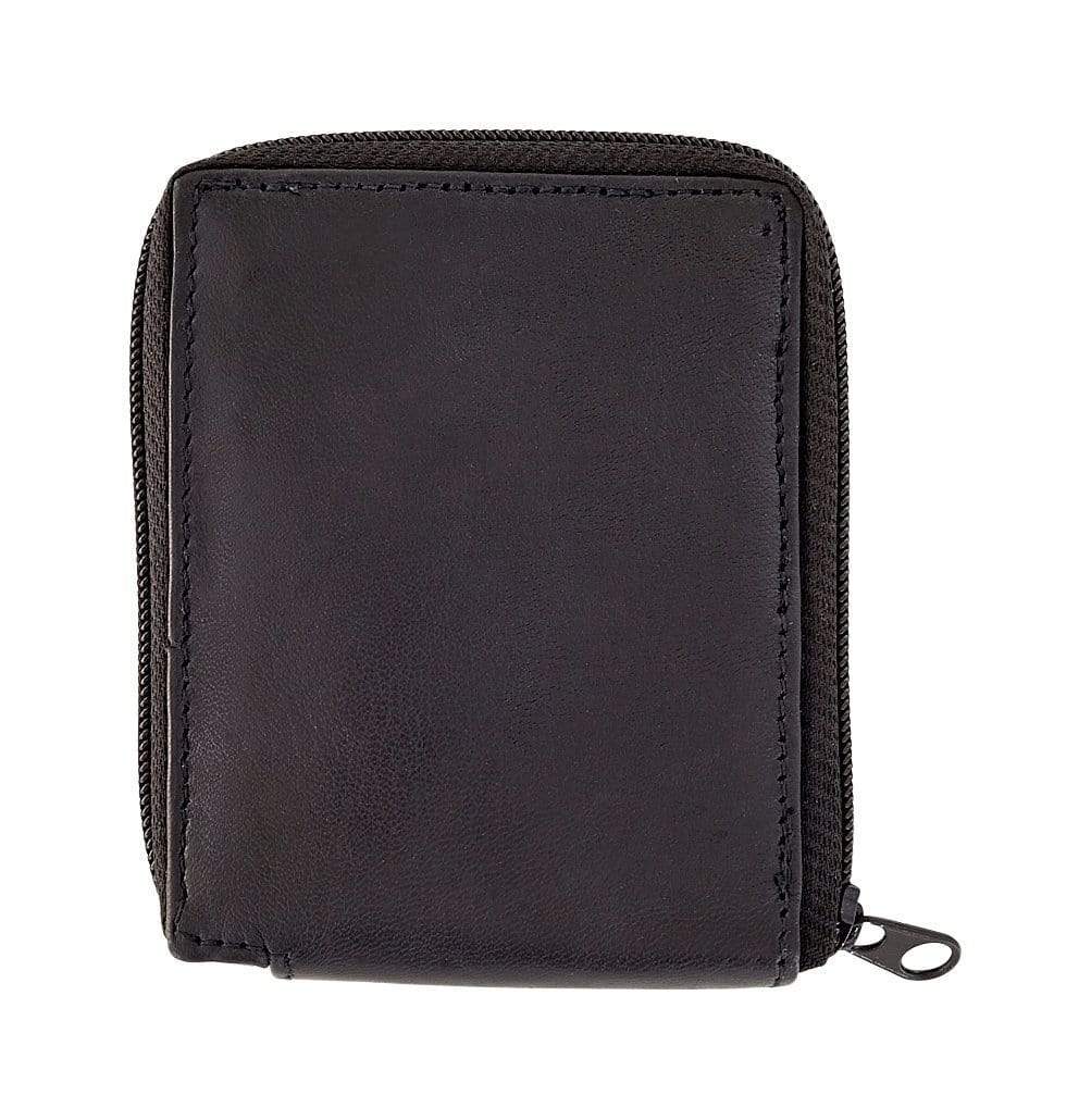 4 1/2" Black, Zipper Wallet, Leather